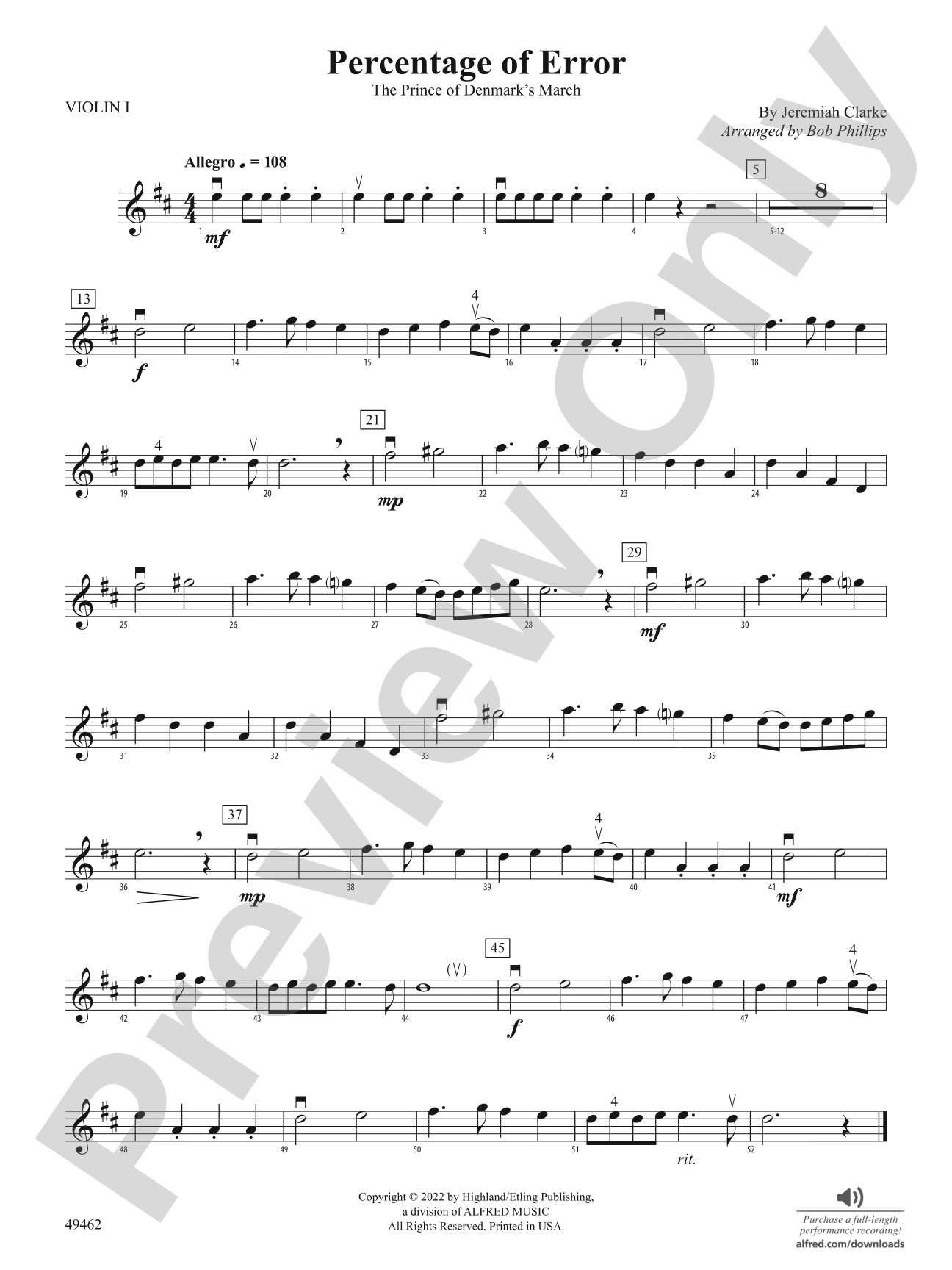 Percentage of Error: 1st Violin