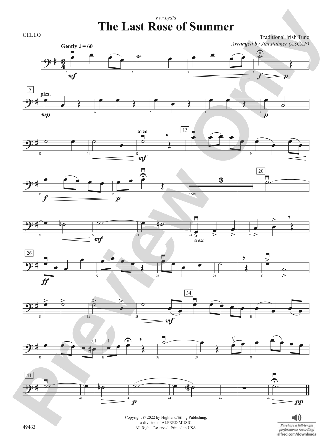 The Last Rose of Summer: Cello