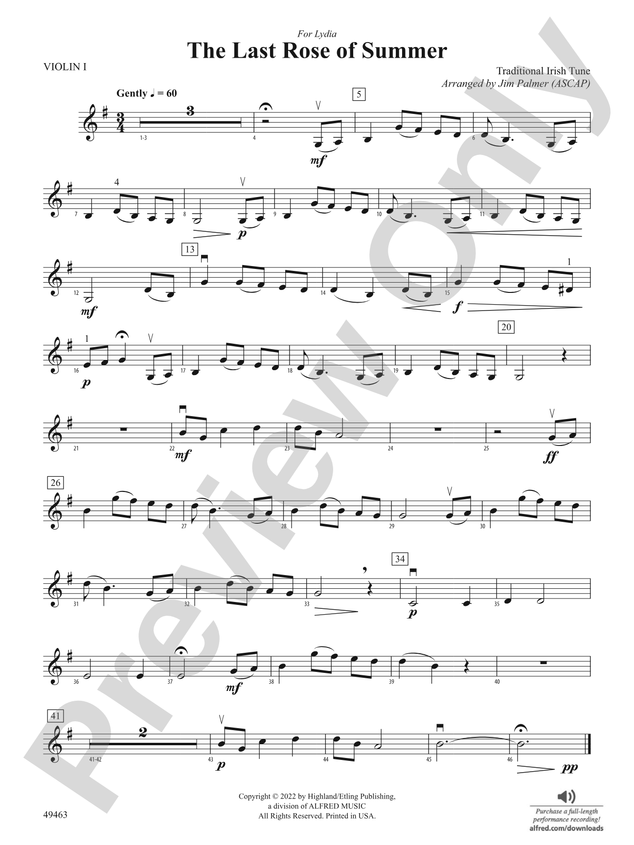 The Last Rose of Summer: 1st Violin