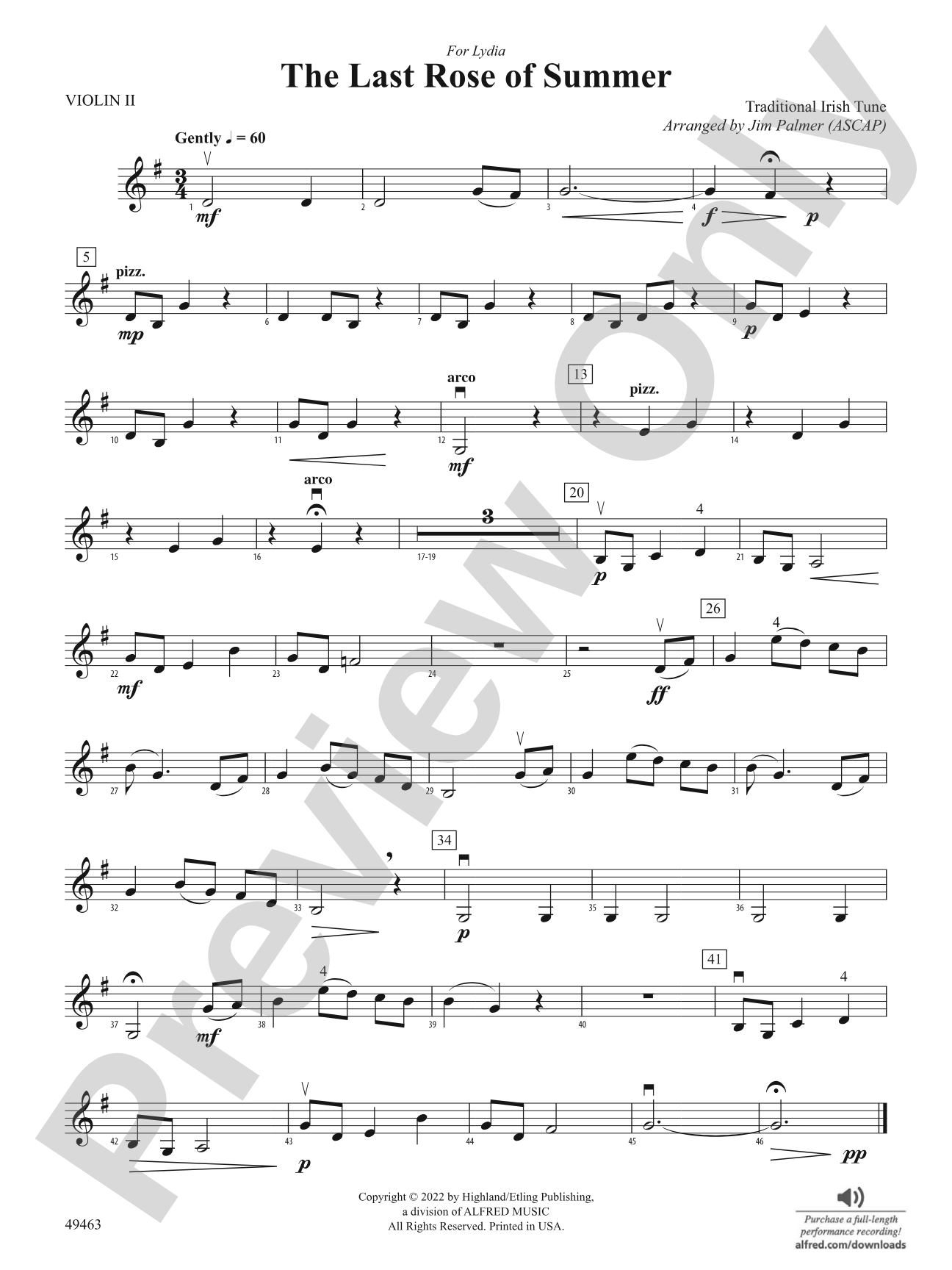 The Last Rose of Summer: 2nd Violin
