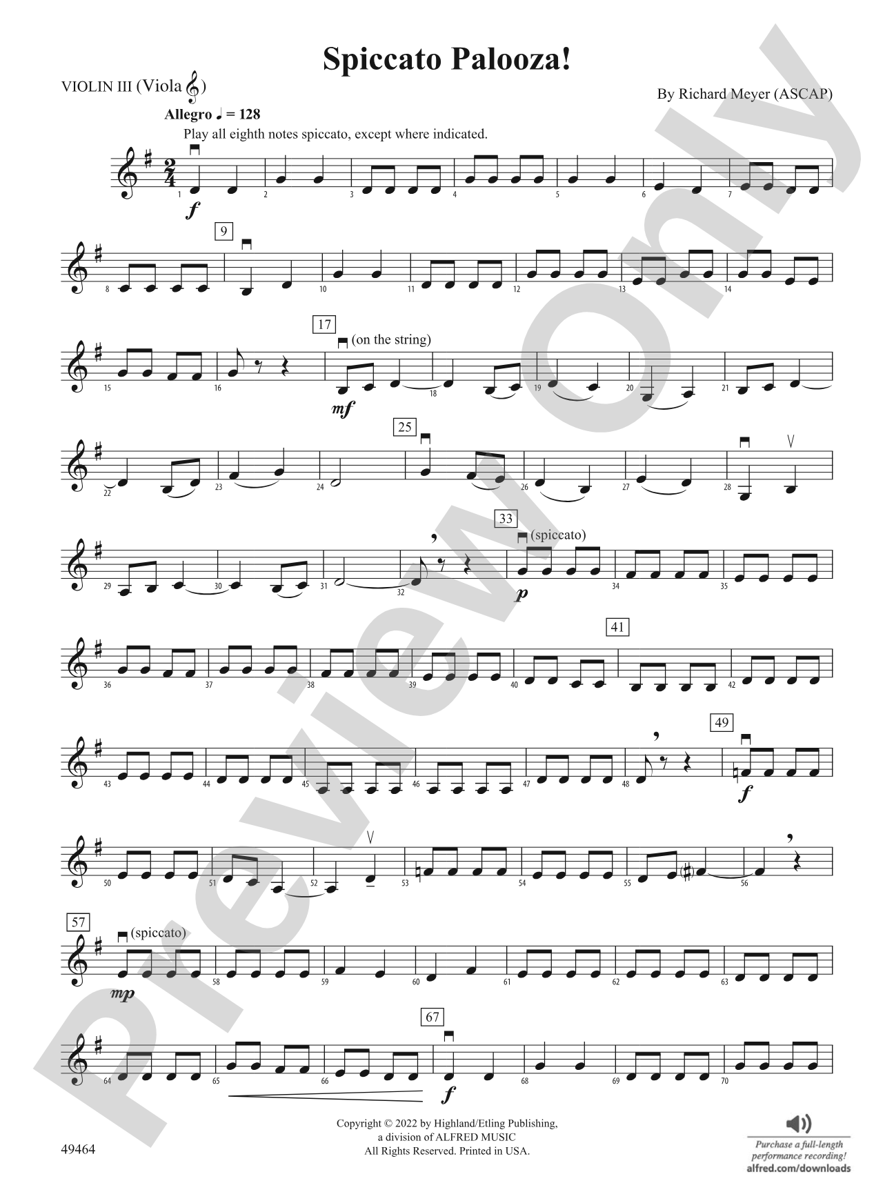 Spiccato Palooza!: 3rd Violin (Viola [TC])