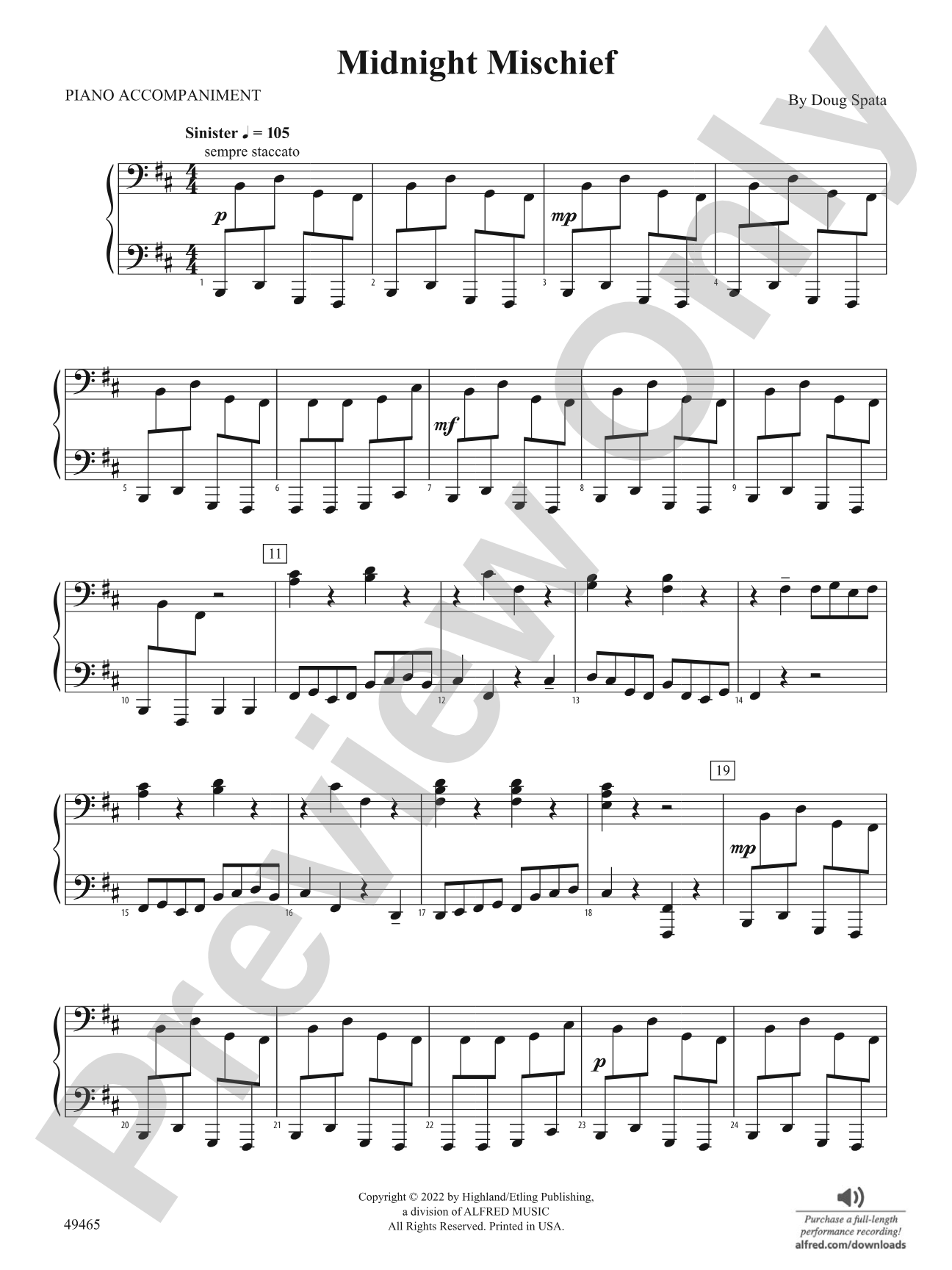 Midnight Mischief: Piano Accompaniment