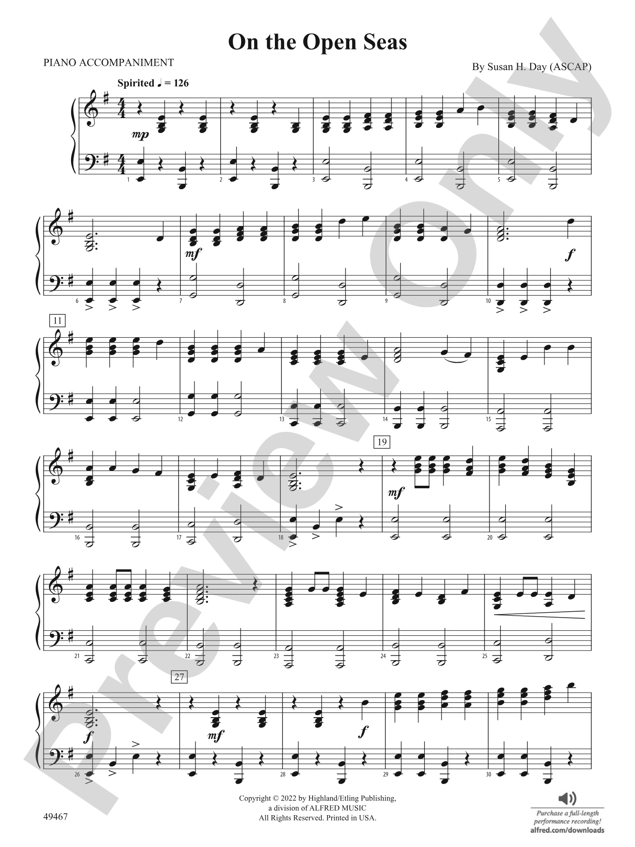 On the Open Seas: Piano Accompaniment
