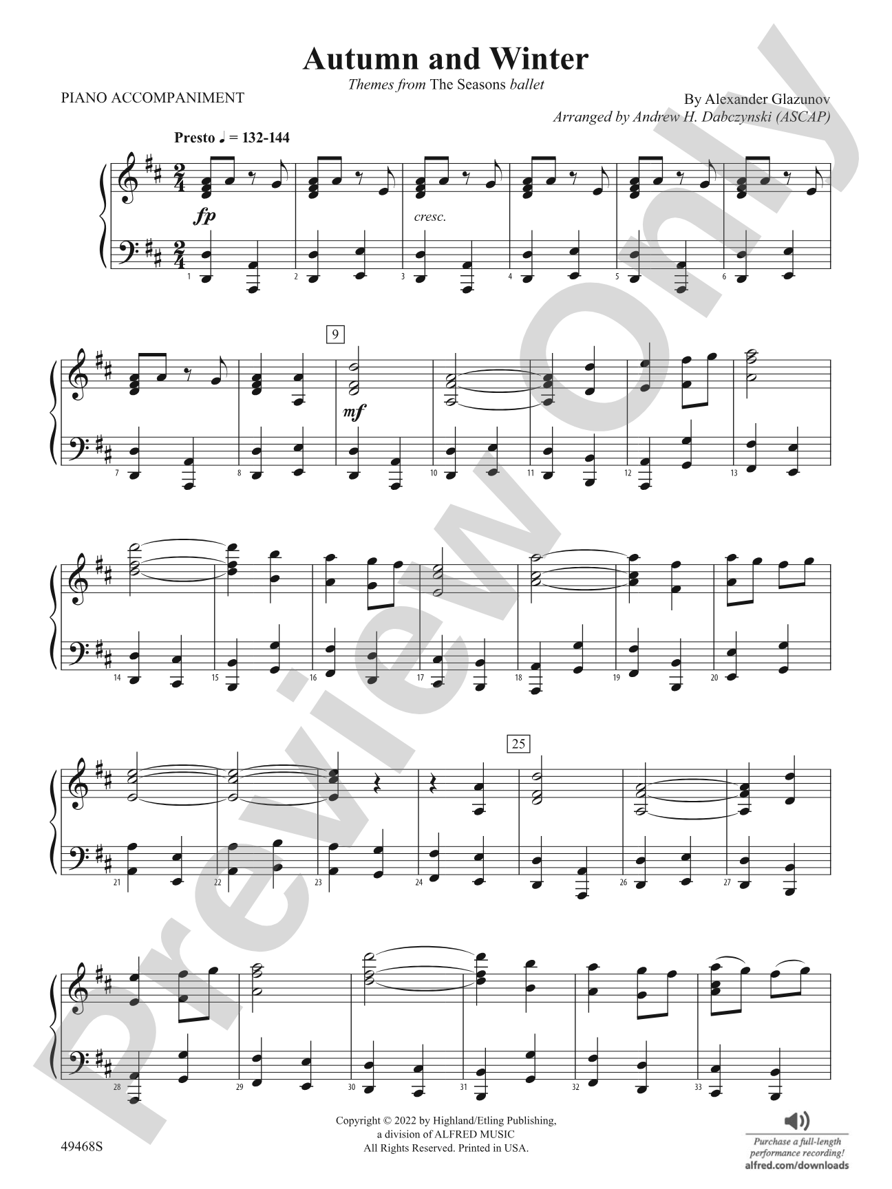 Autumn and Winter: Piano Accompaniment