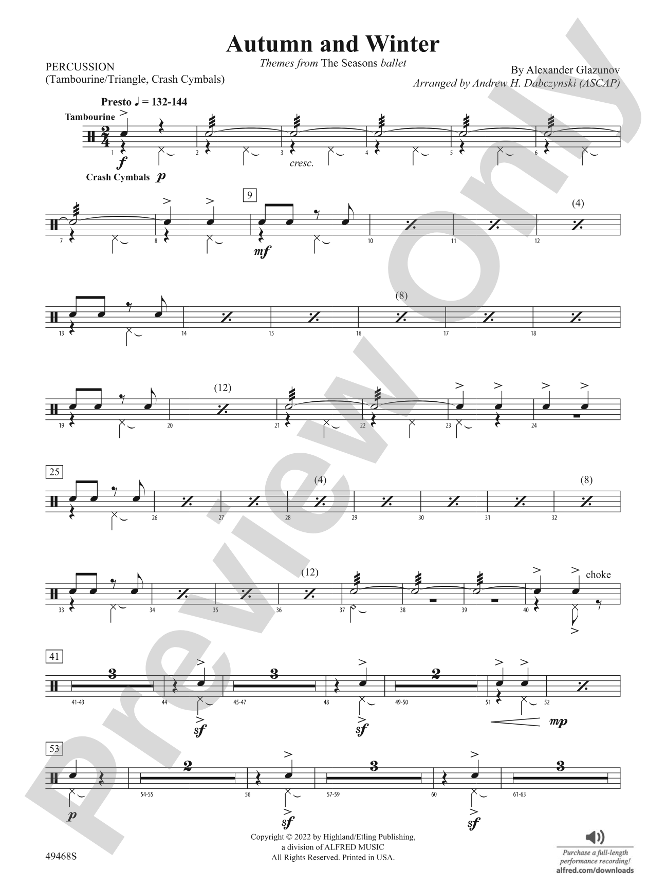 Autumn and Winter: 1st Percussion