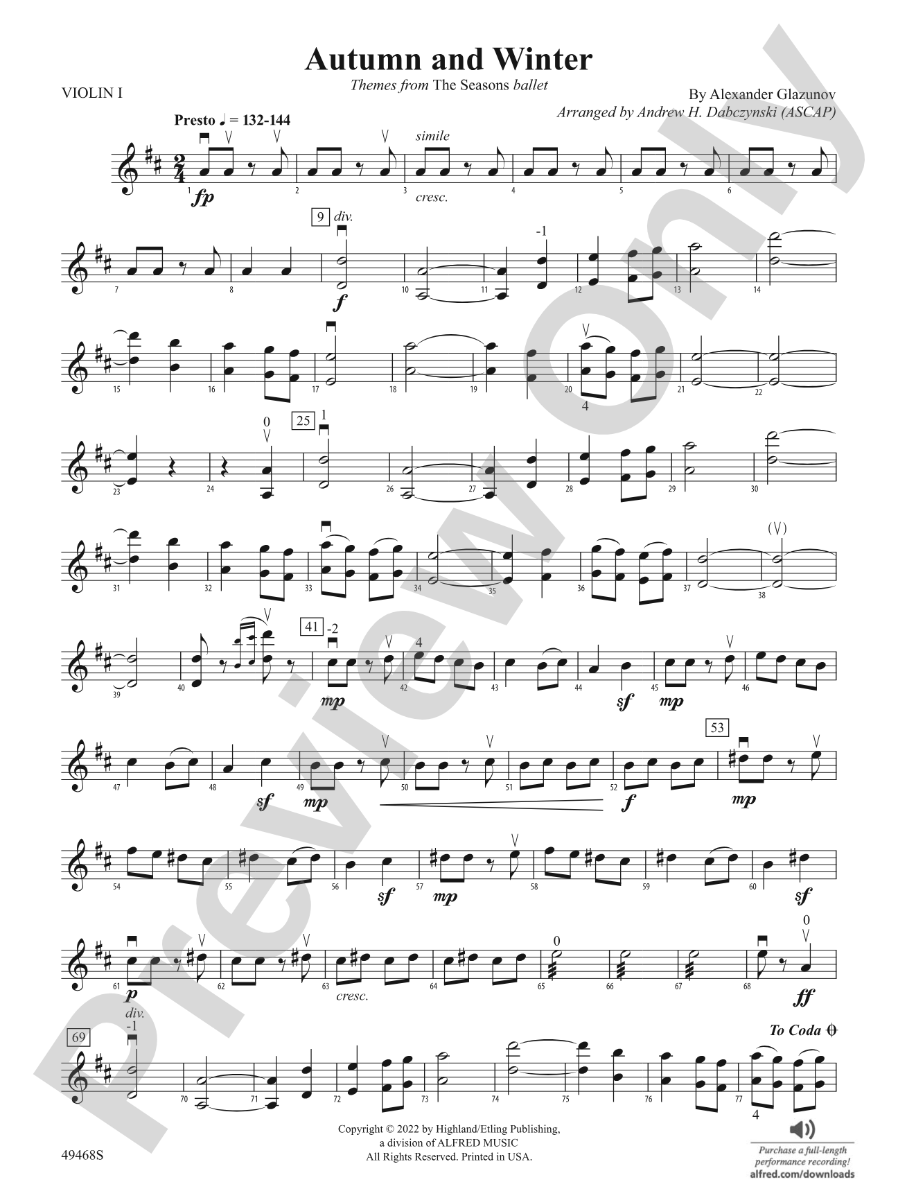 Autumn and Winter: 1st Violin