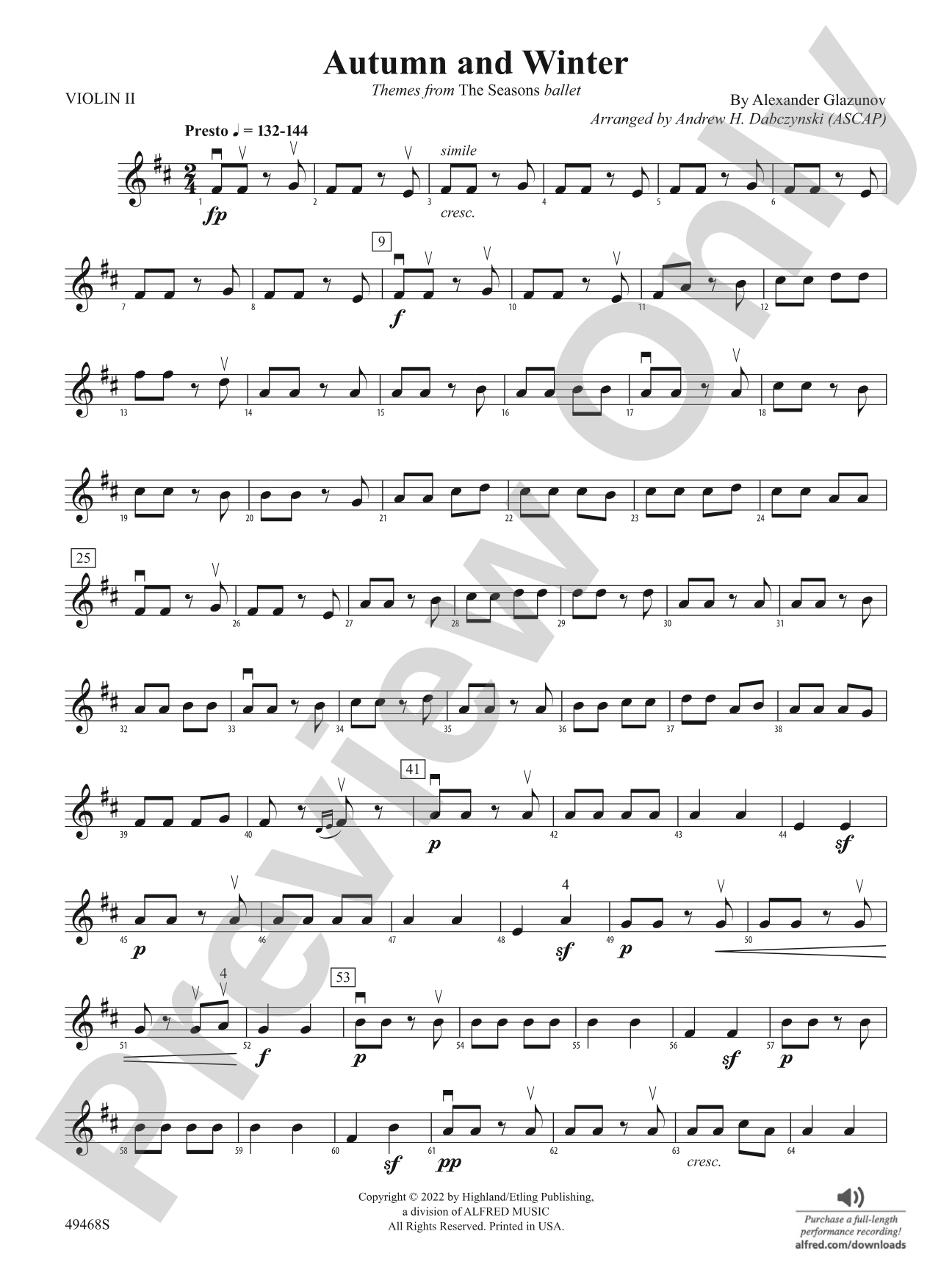 Autumn and Winter: 2nd Violin