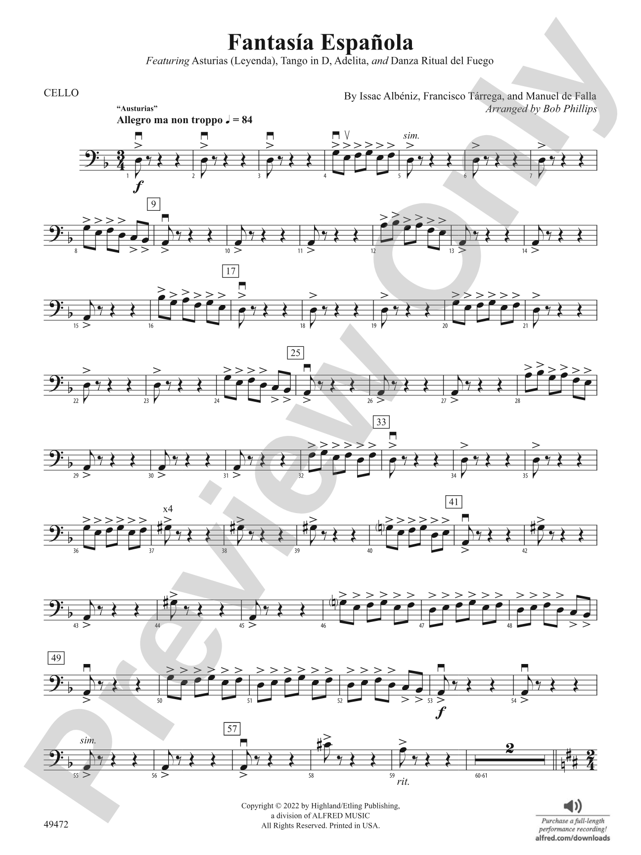 Fantasía Española: Cello