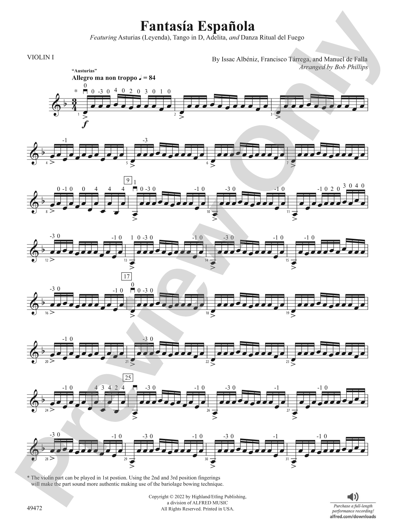 Fantasía Española: 1st Violin