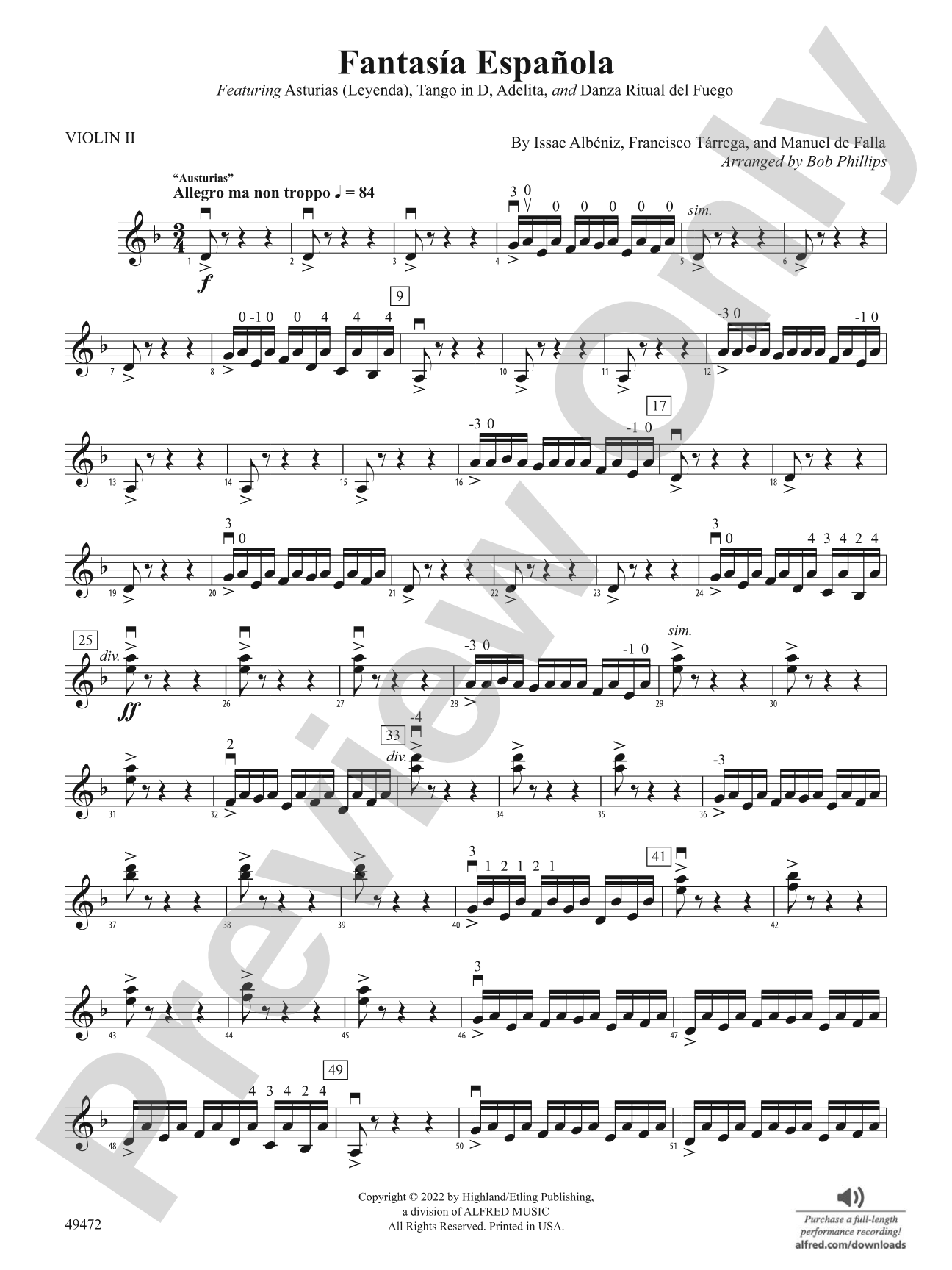 Fantasía Española: 2nd Violin
