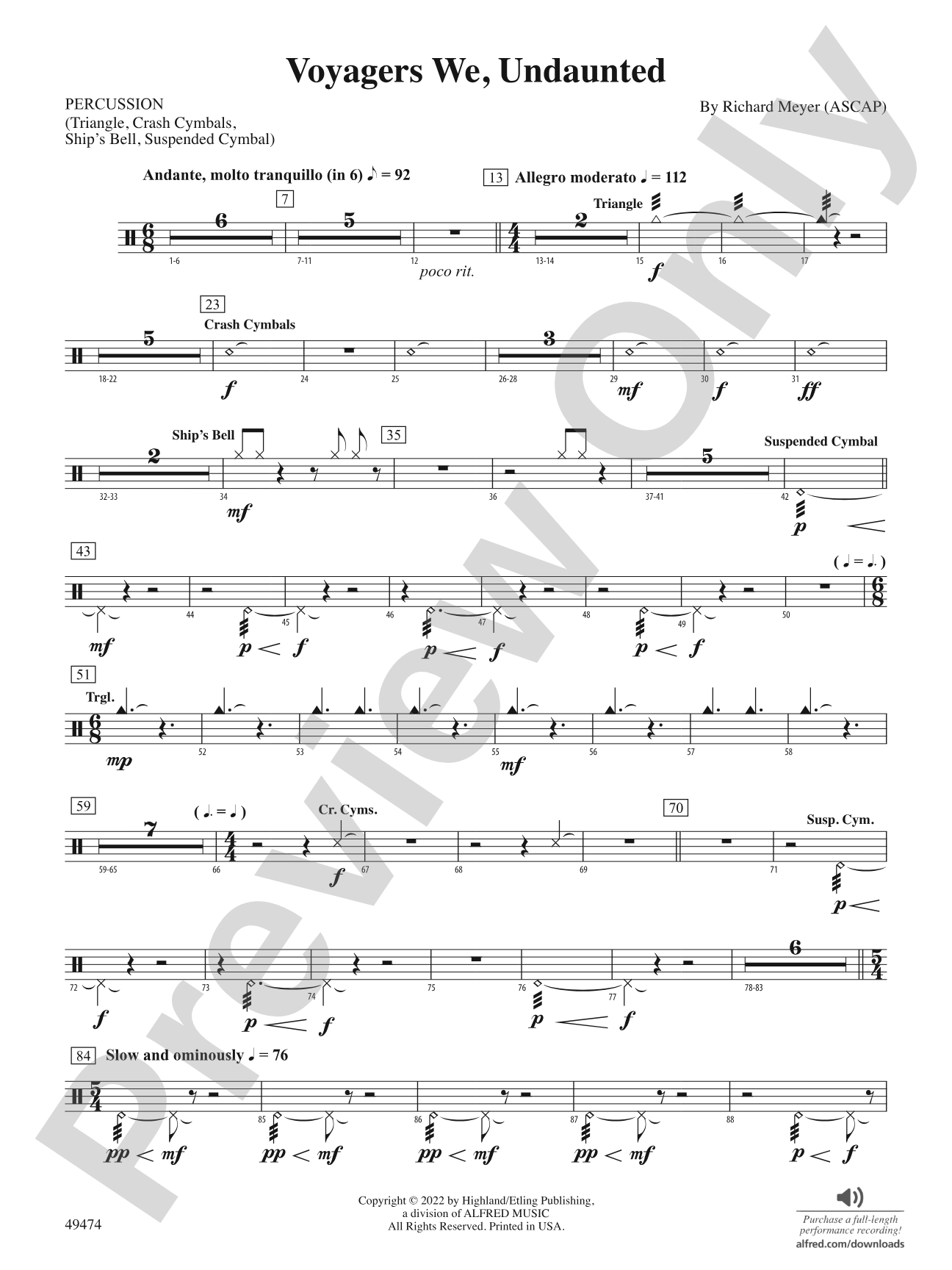 Voyagers We, Undaunted: 1st Percussion
