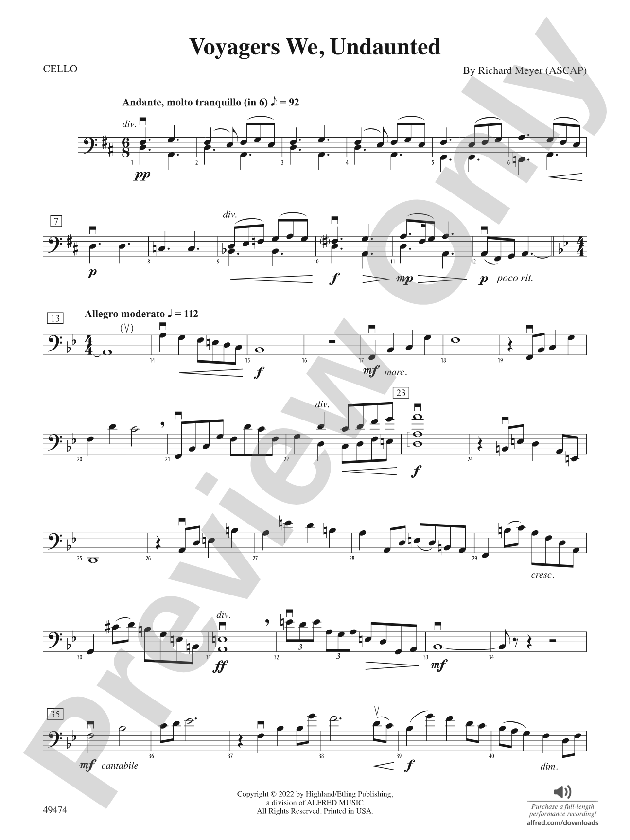 Voyagers We, Undaunted: Cello