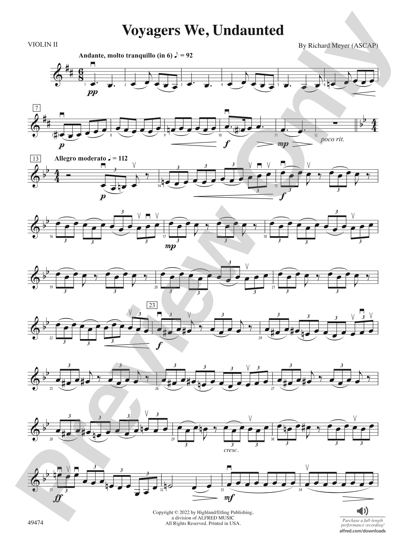 Voyagers We, Undaunted: 2nd Violin