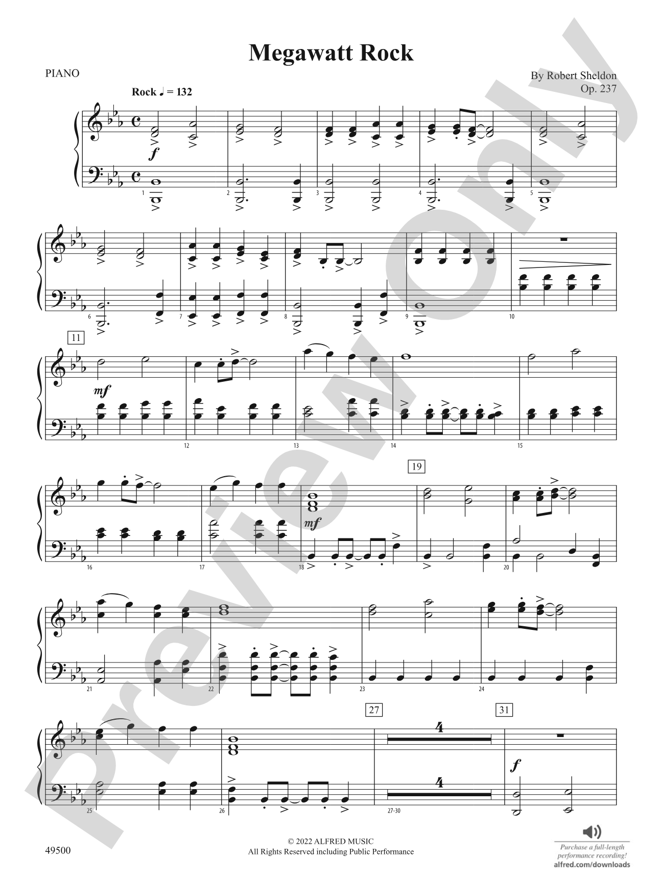 Megawatt Rock: Piano Accompaniment