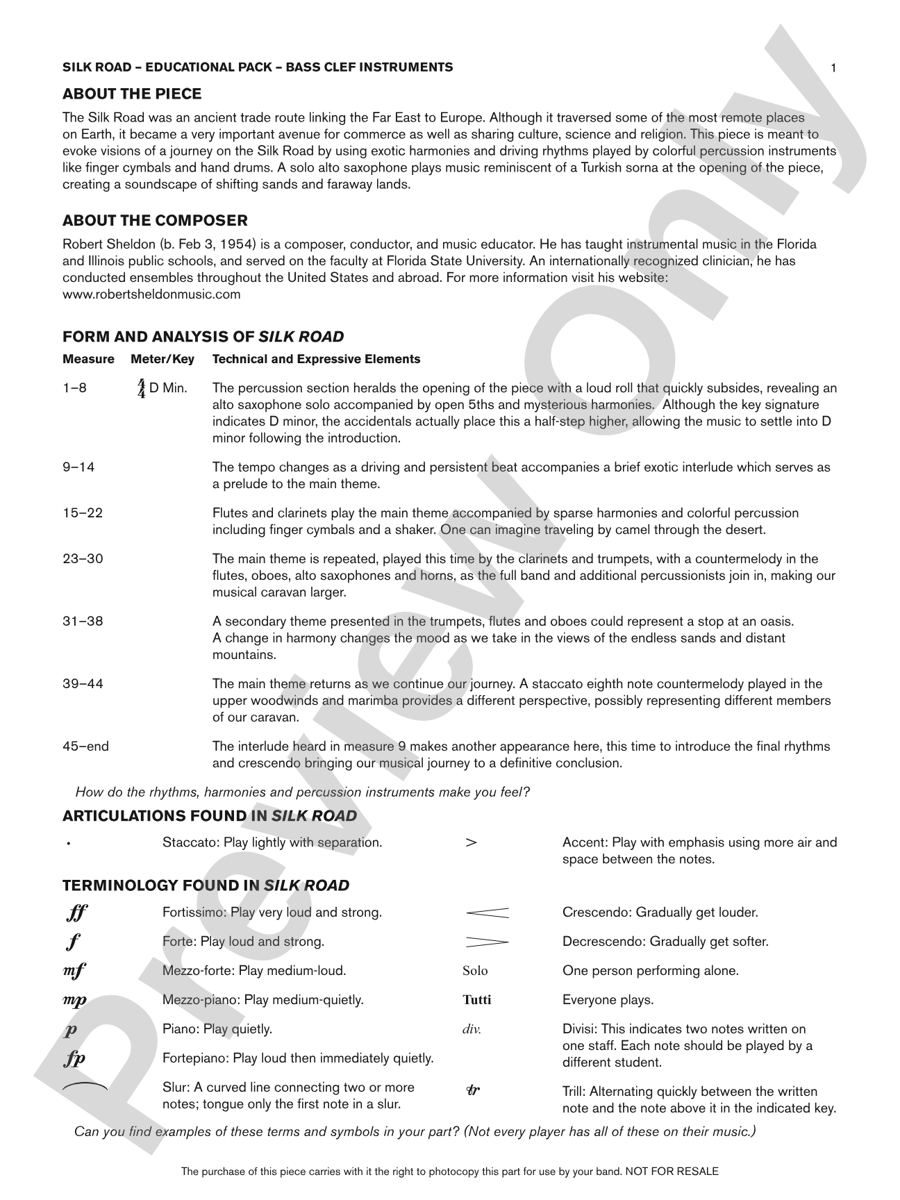 Silk Road: Bass Clef Educational Pack