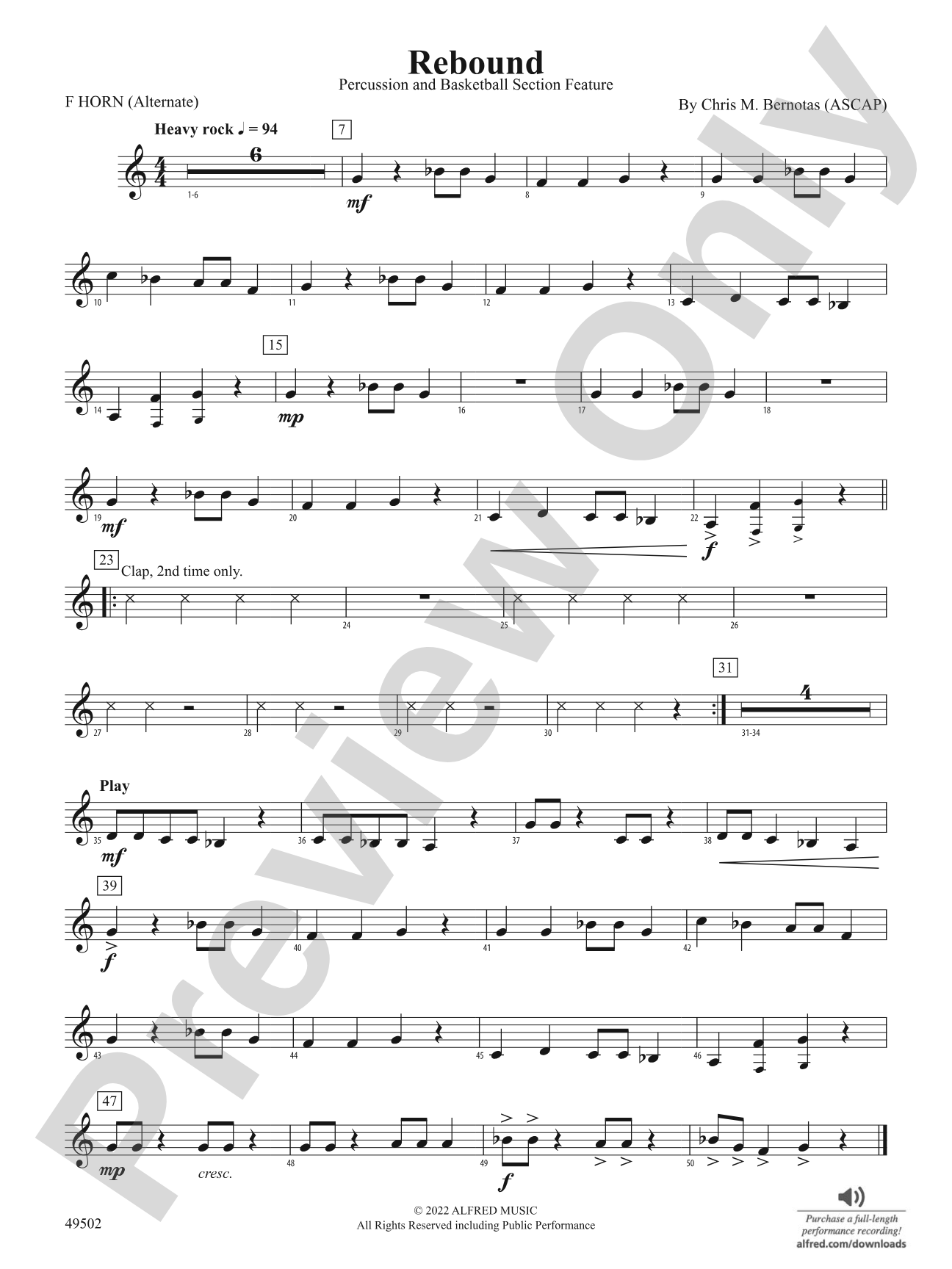 Rebound: 1st F Horn (Alternate)