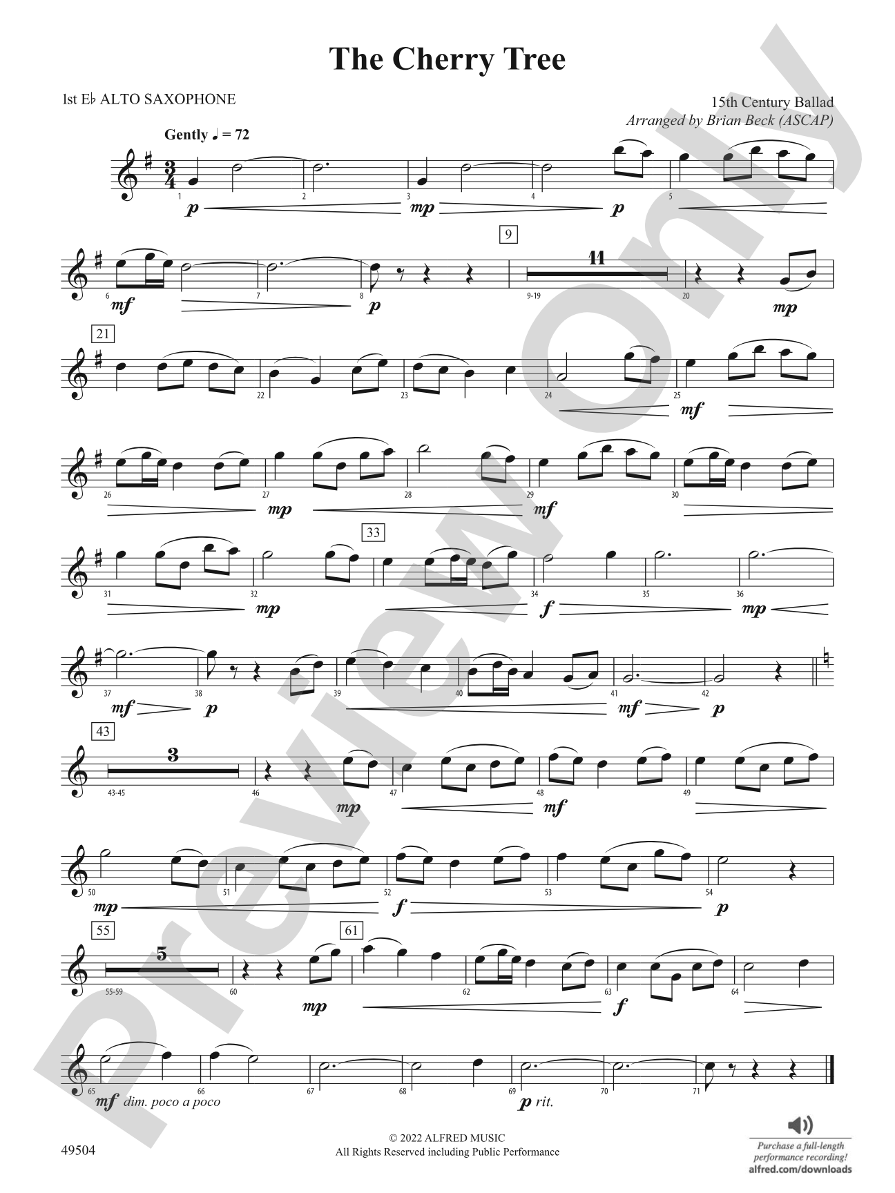 The Cherry Tree: E-flat Alto Saxophone