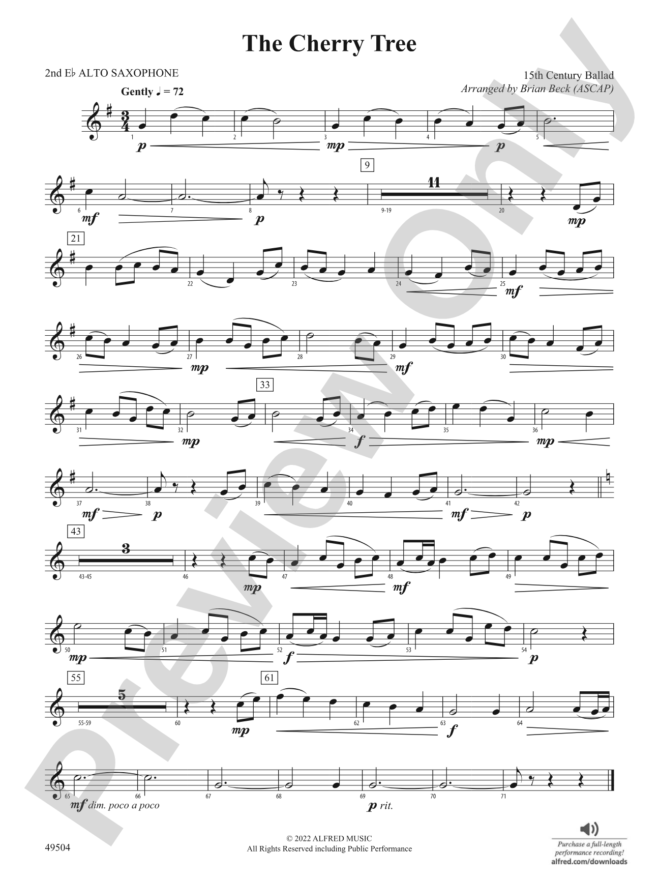 The Cherry Tree: 2nd E-flat Alto Saxophone