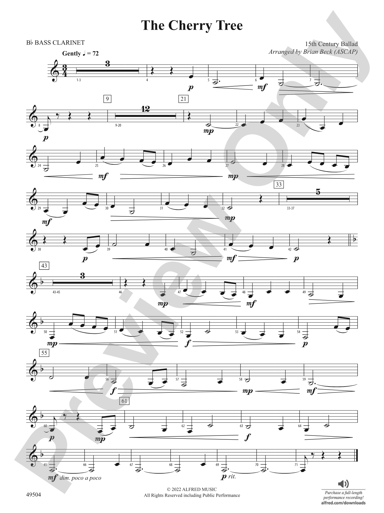 The Cherry Tree: B-flat Bass Clarinet