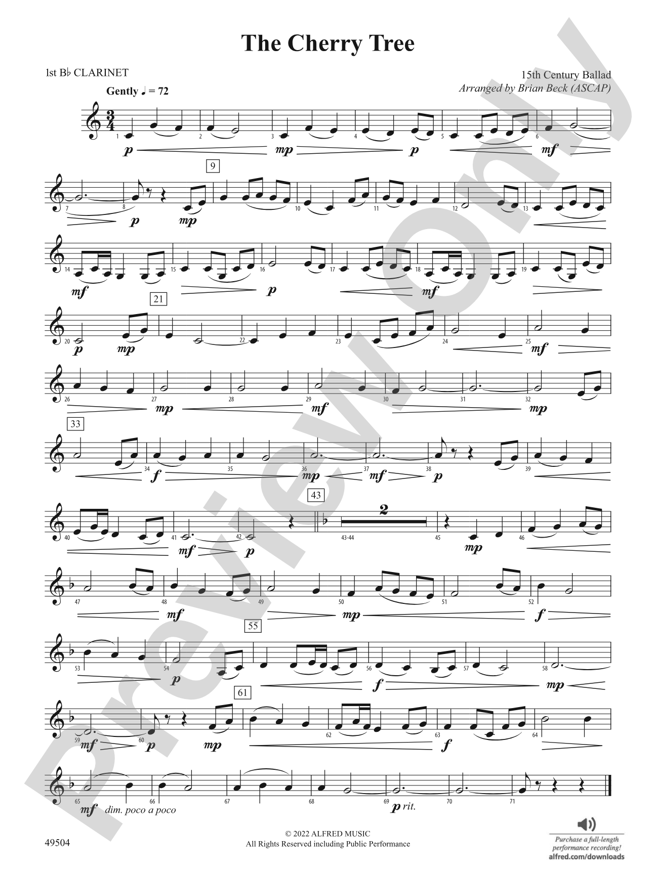 The Cherry Tree: 1st B-flat Clarinet
