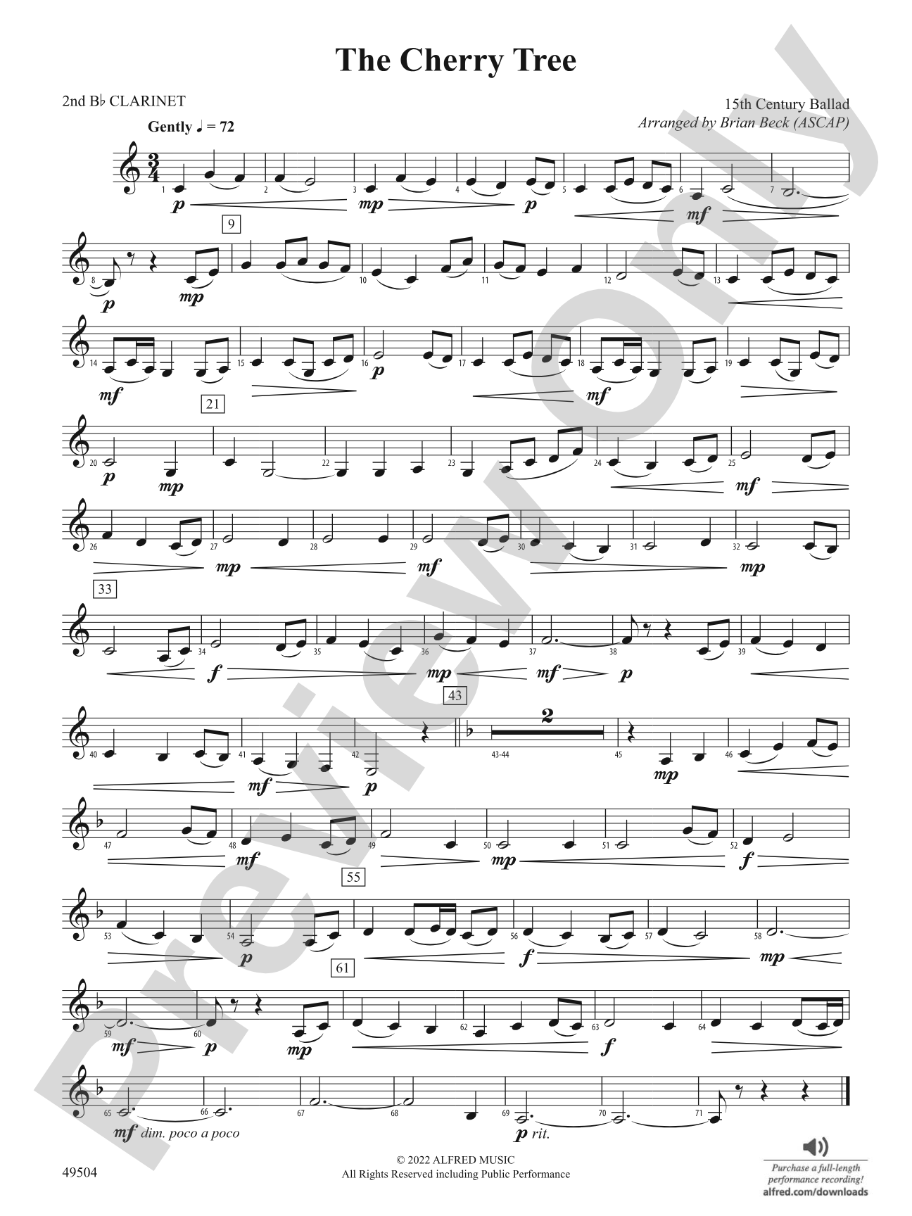 The Cherry Tree: 2nd B-flat Clarinet