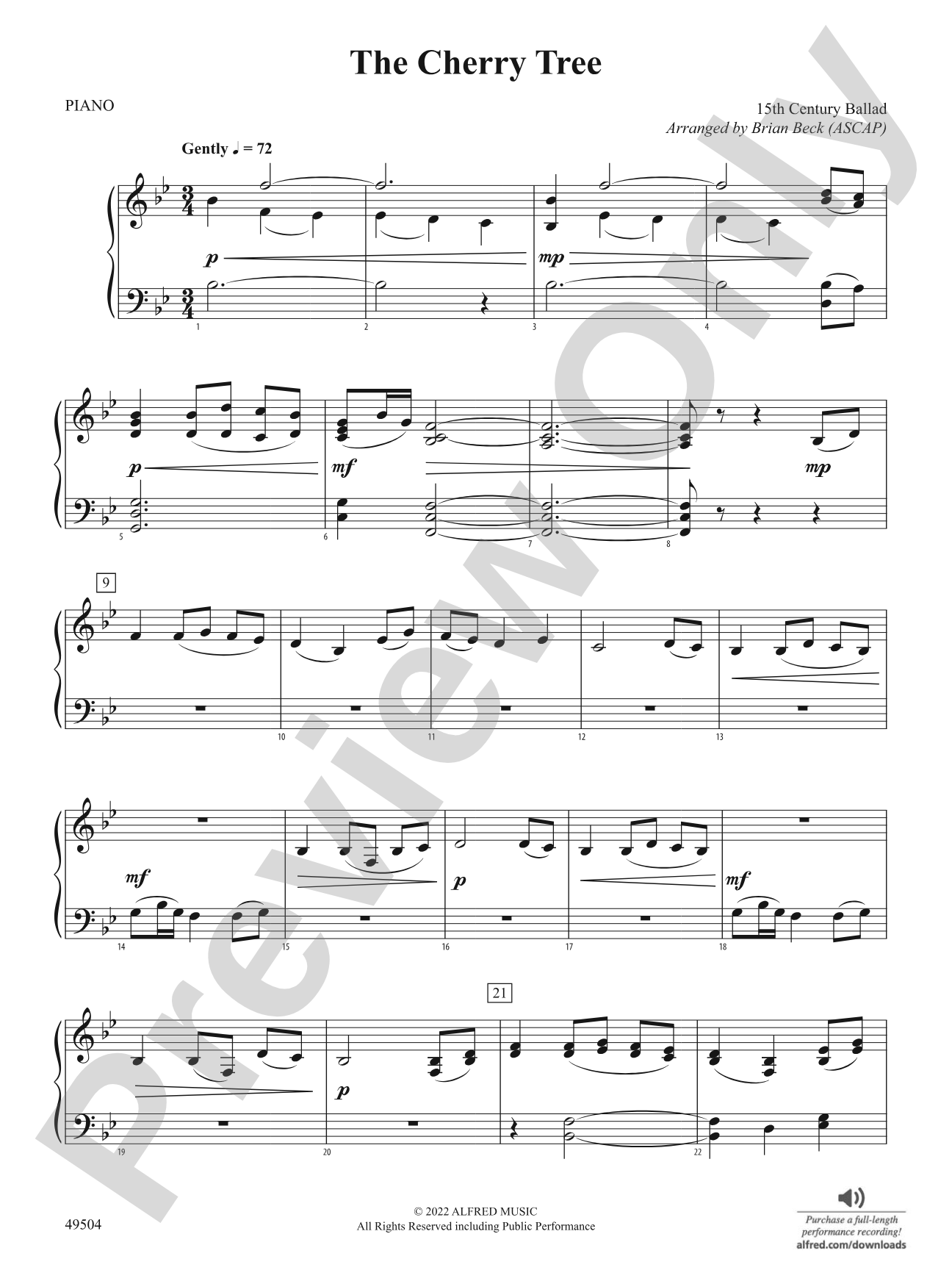 The Cherry Tree: Piano Accompaniment