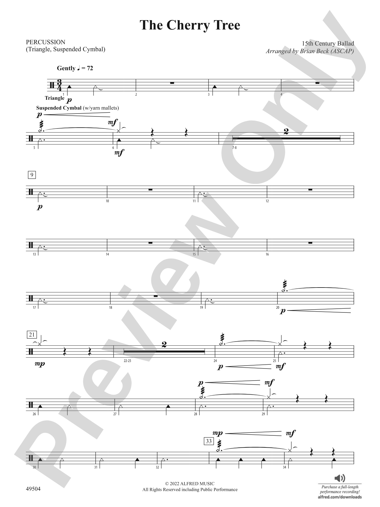The Cherry Tree: 1st Percussion