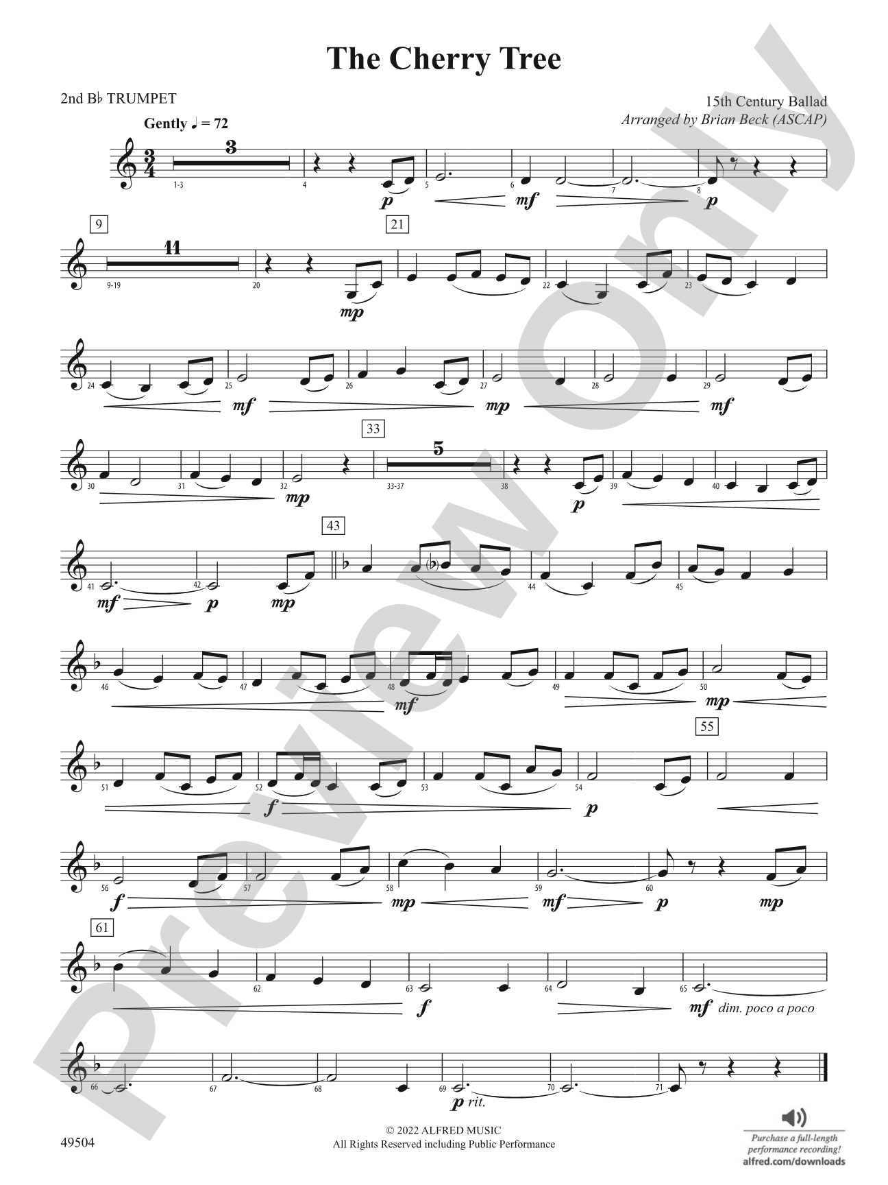 The Cherry Tree: 2nd B-flat Trumpet