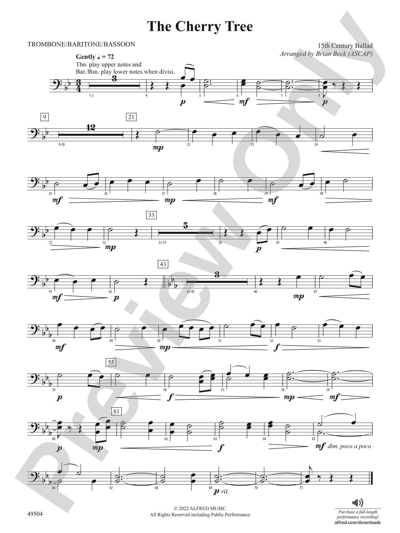 The Cherry Tree: 1st Trombone