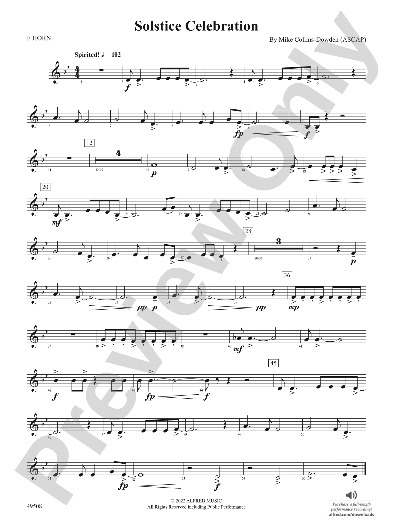 Solstice Celebration: 1st F Horn