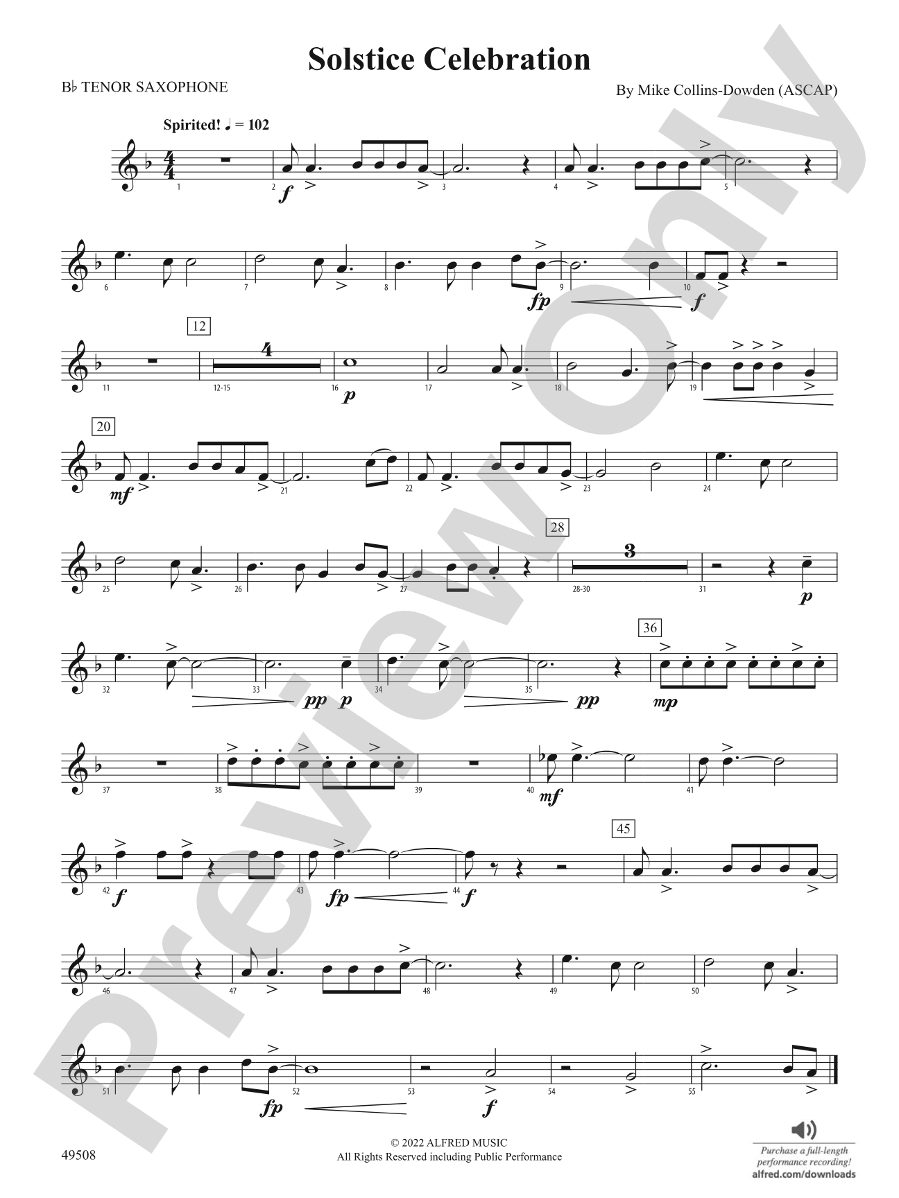 Solstice Celebration: B-flat Tenor Saxophone
