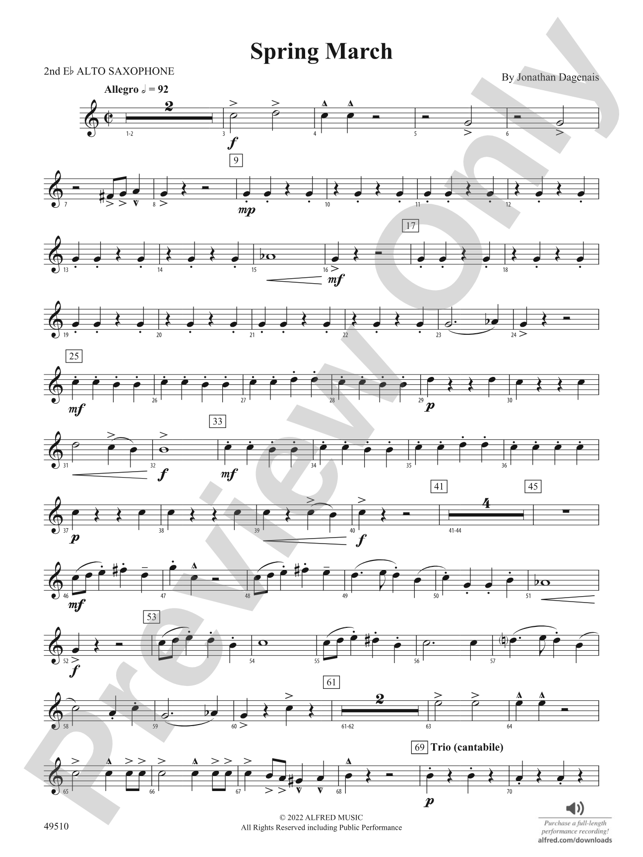 Spring March: 2nd E-flat Alto Saxophone