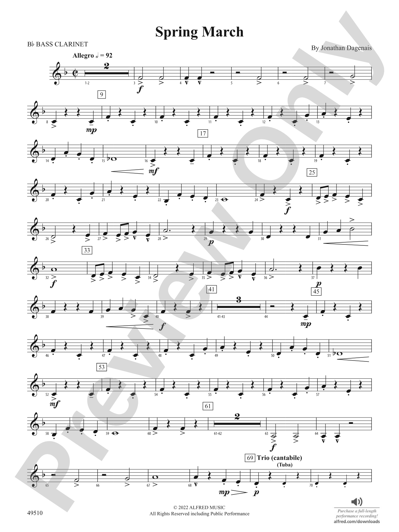 Spring March: B-flat Bass Clarinet