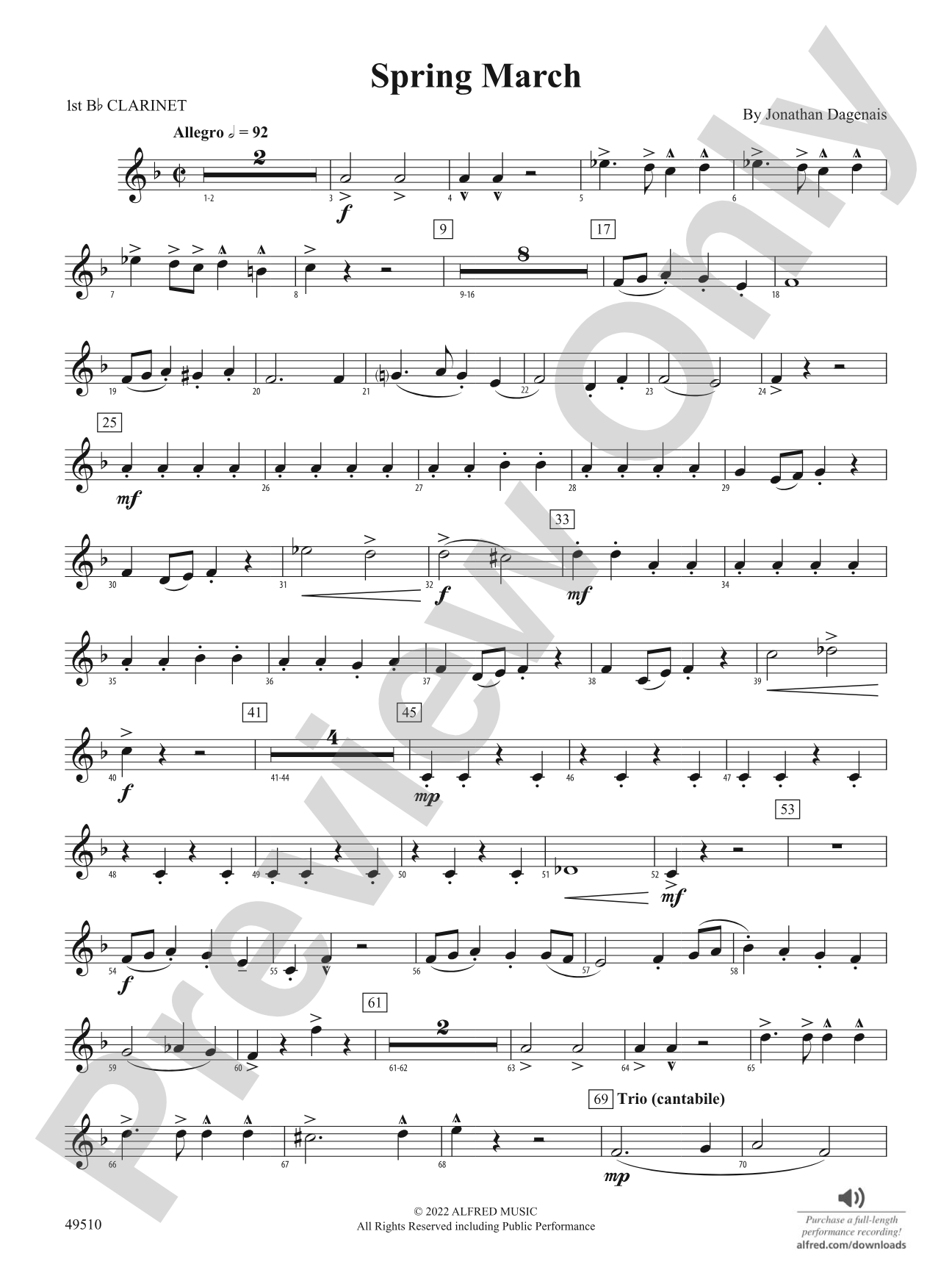 Spring March: 1st B-flat Clarinet