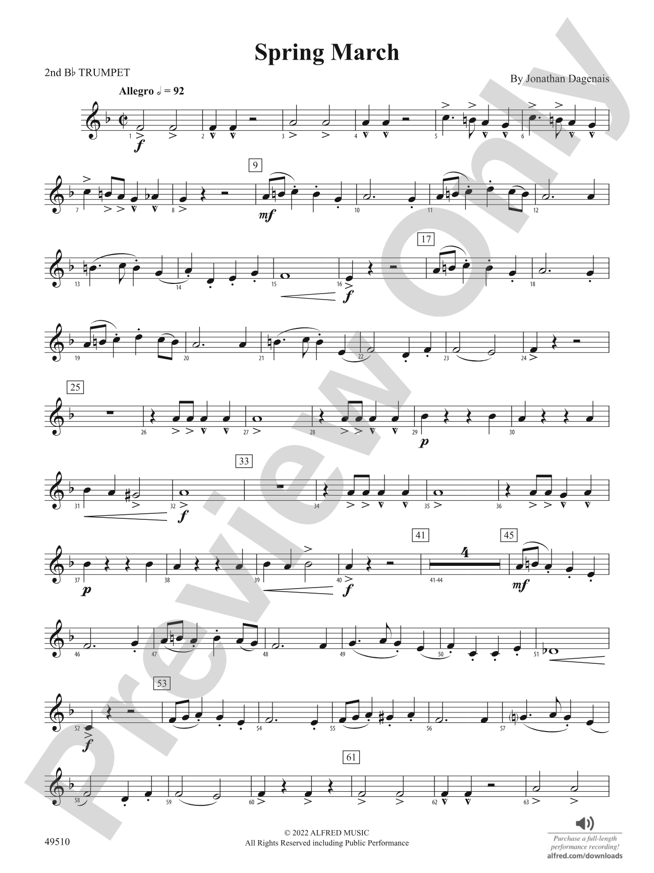 Spring March: 2nd B-flat Trumpet