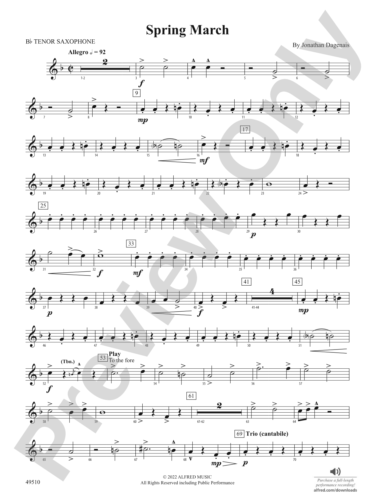 Spring March: B-flat Tenor Saxophone