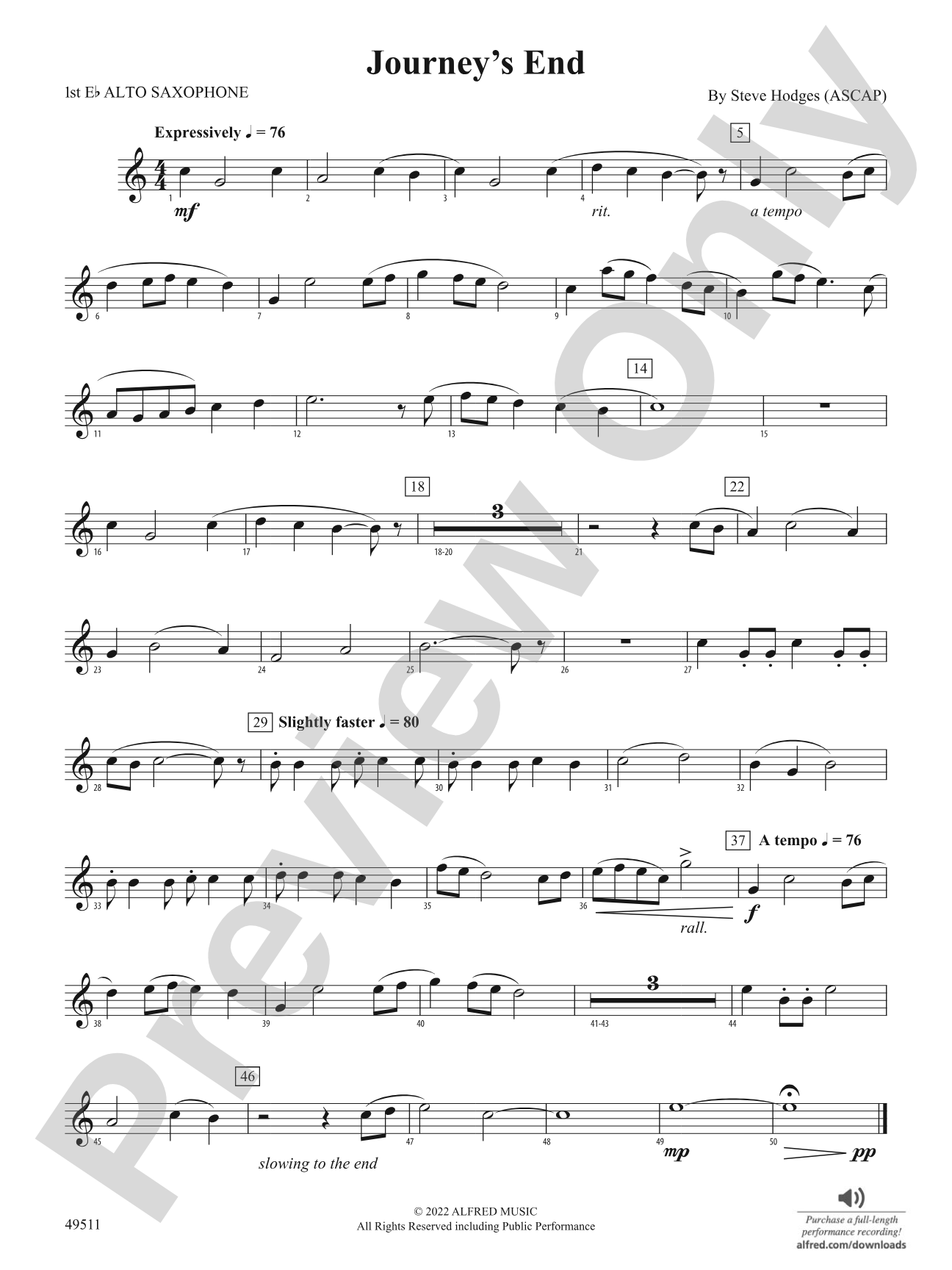 Journey's End: E-flat Alto Saxophone
