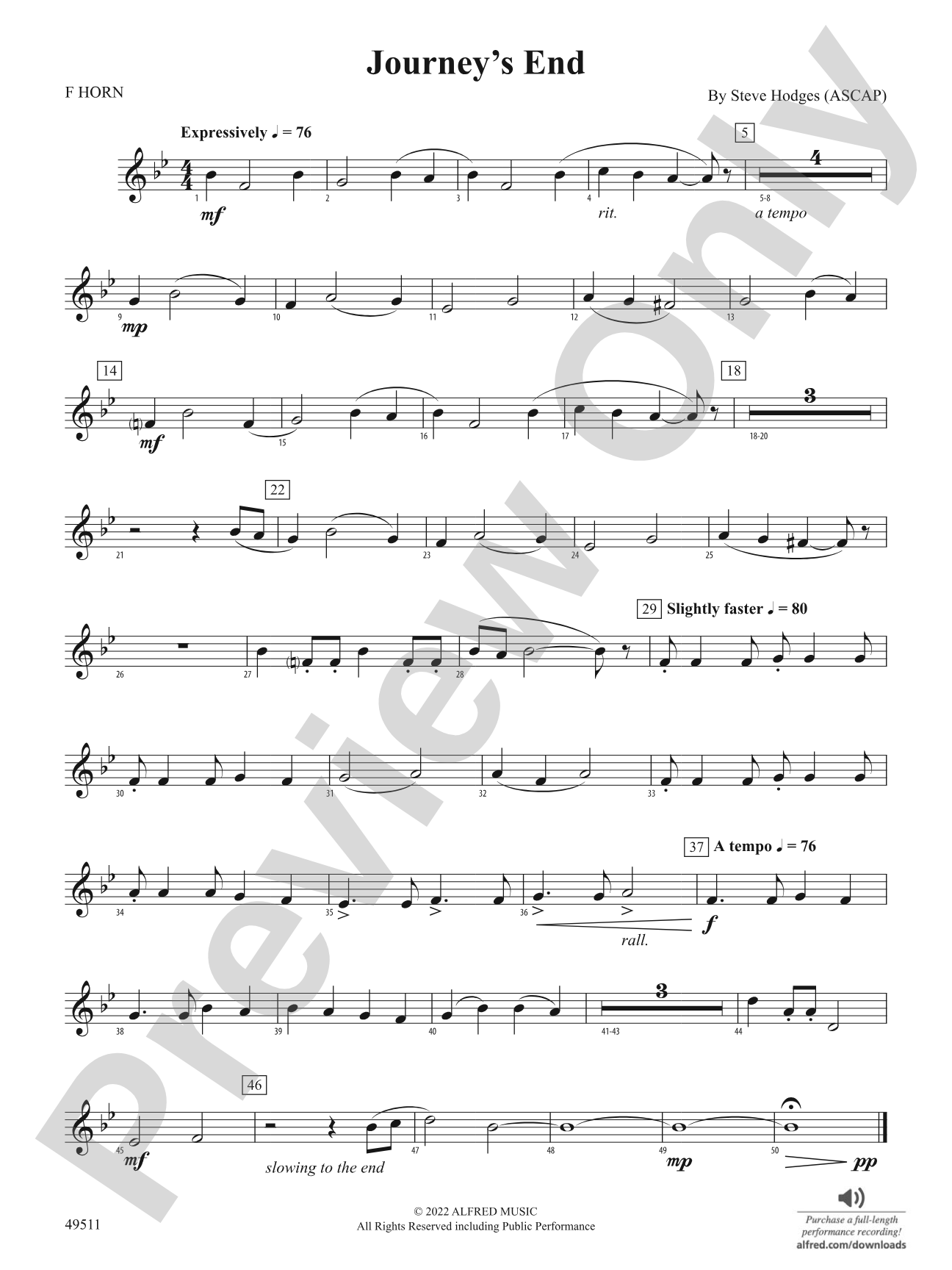 Journey's End: 1st F Horn