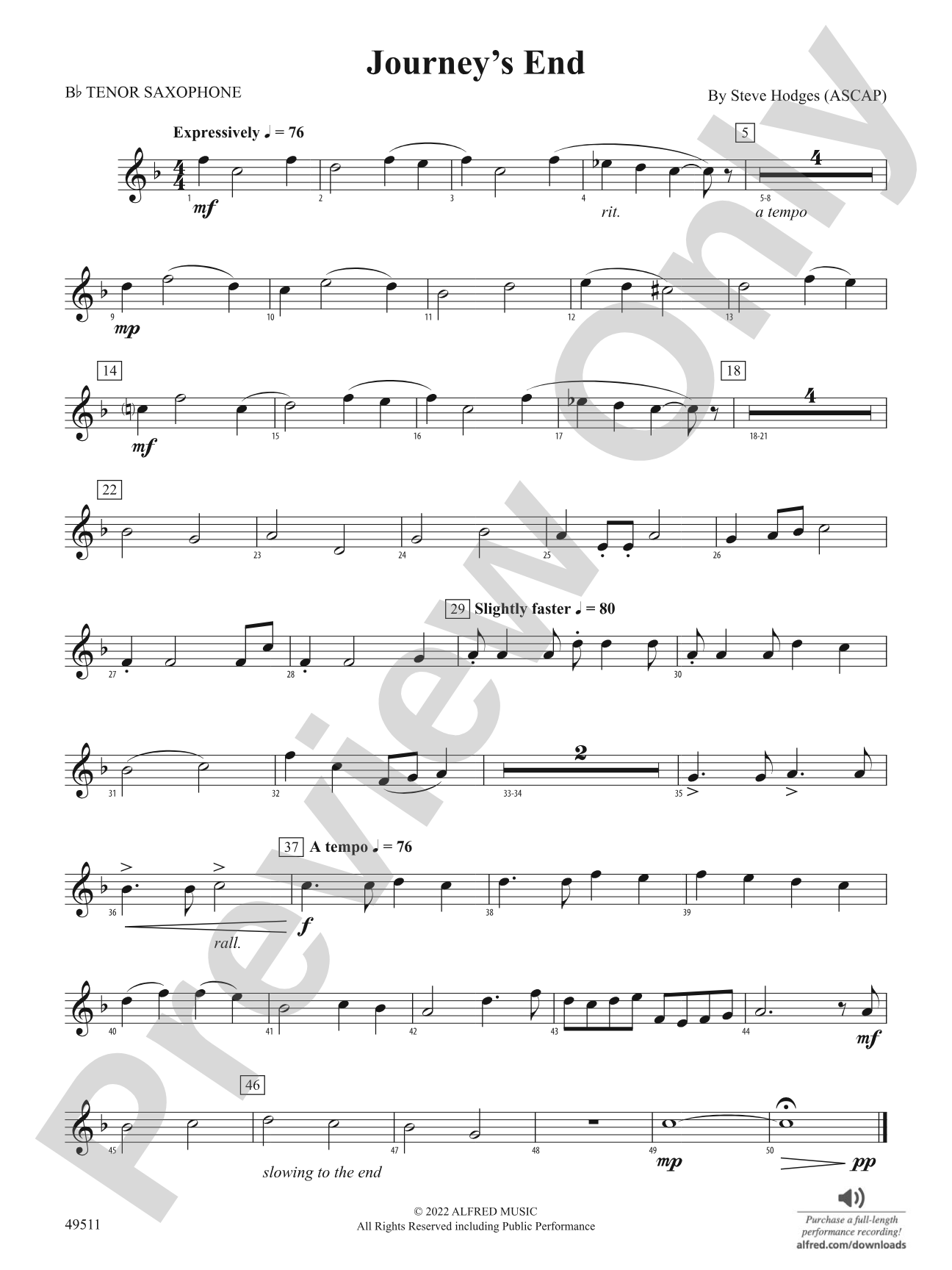 Journey's End: B-flat Tenor Saxophone