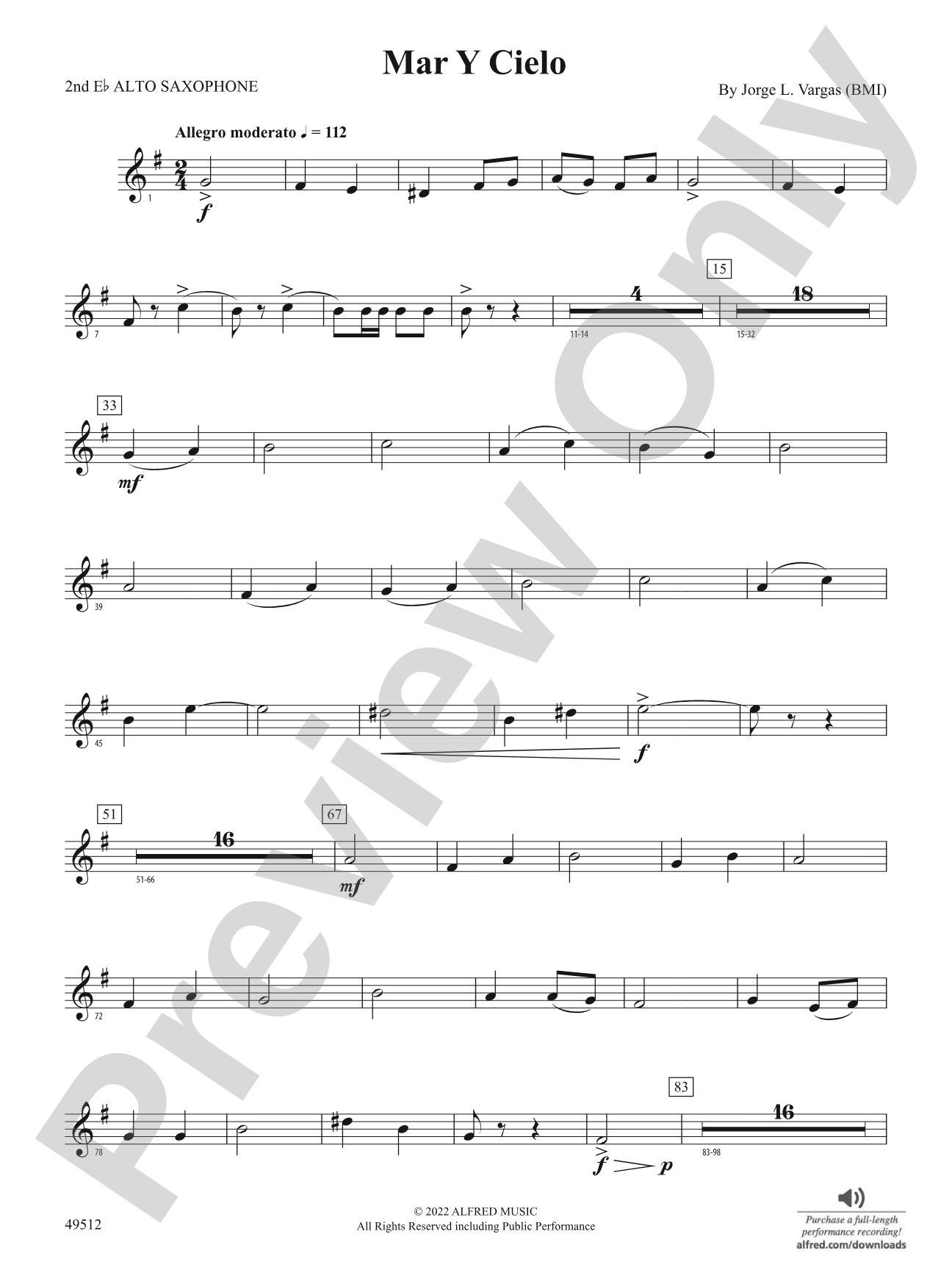 Mar Y Cielo: 2nd E-flat Alto Saxophone