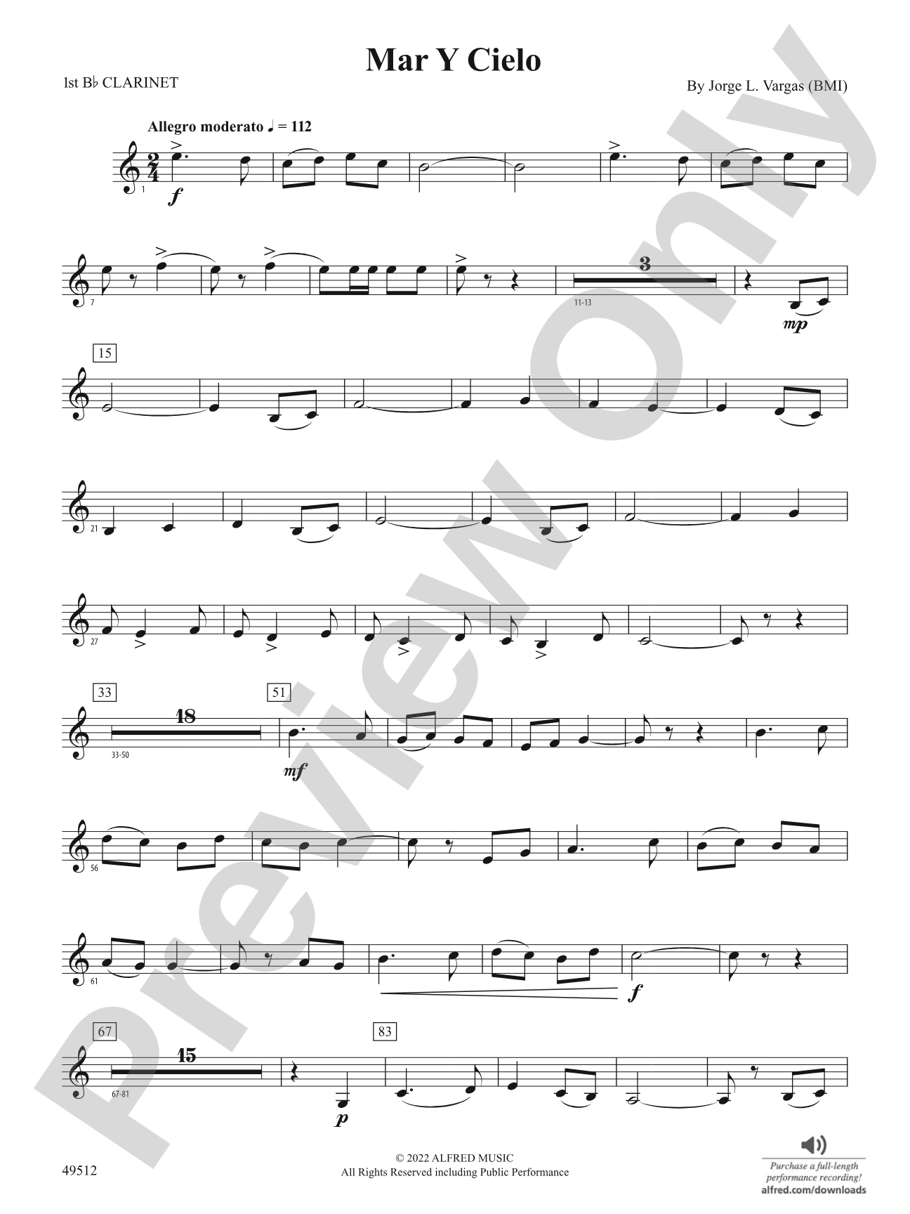 Mar Y Cielo: 1st B-flat Clarinet