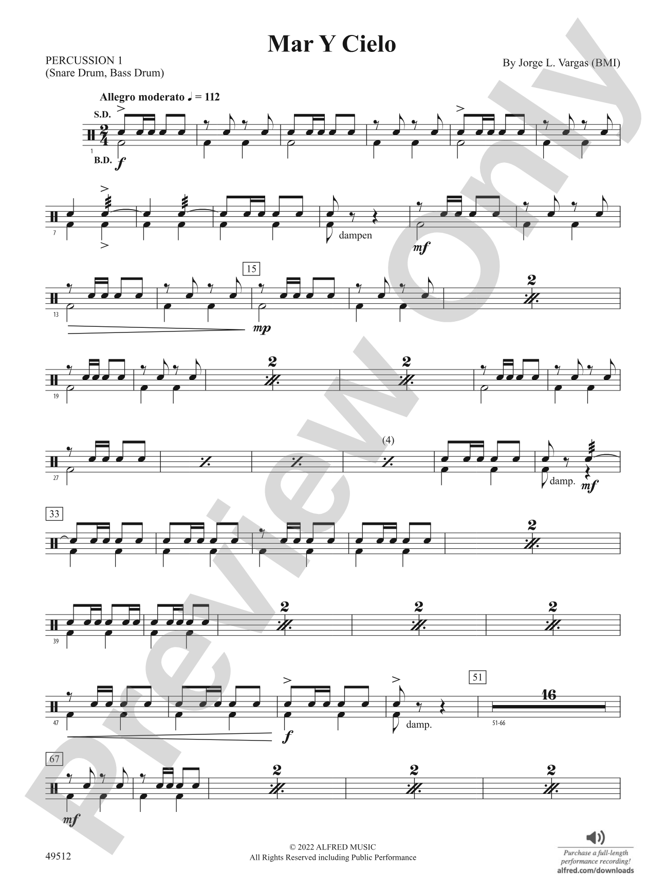 Mar Y Cielo: 1st Percussion