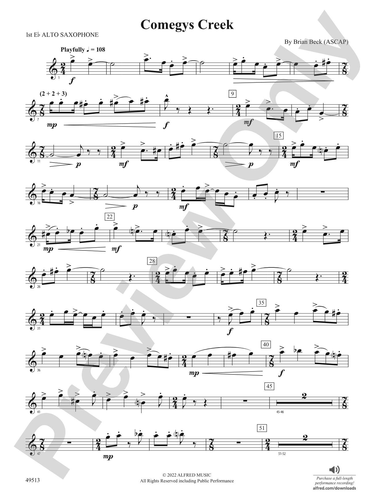 Comegys Creek: E-flat Alto Saxophone