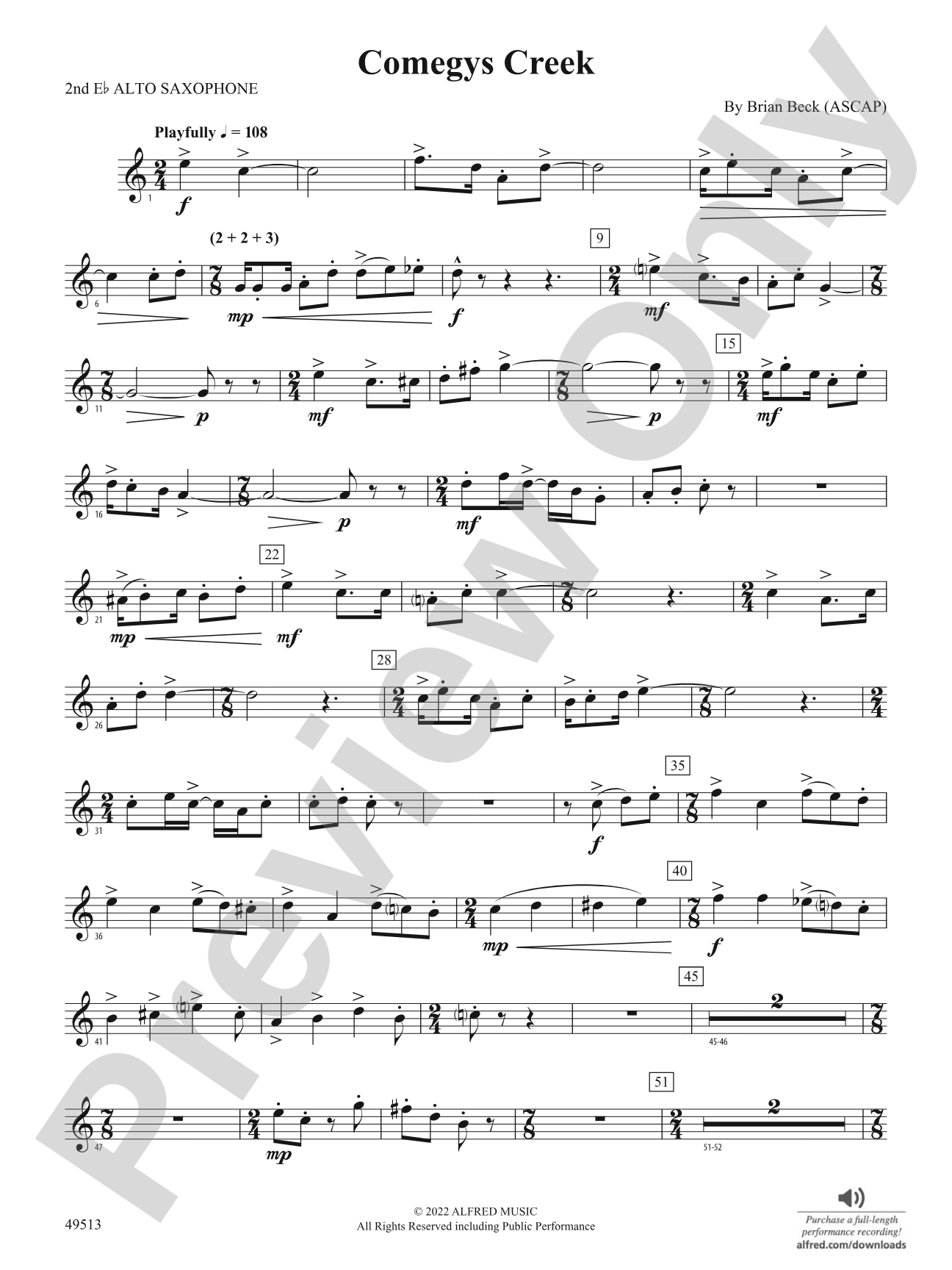 Comegys Creek: 2nd E-flat Alto Saxophone
