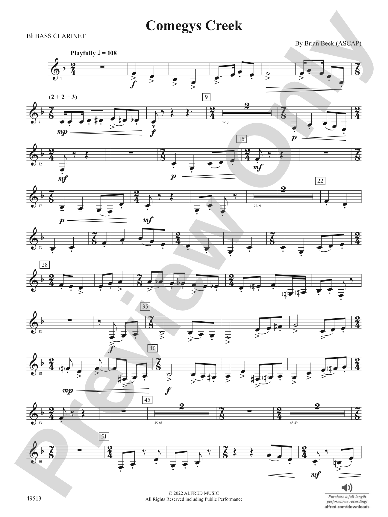 Comegys Creek: B-flat Bass Clarinet