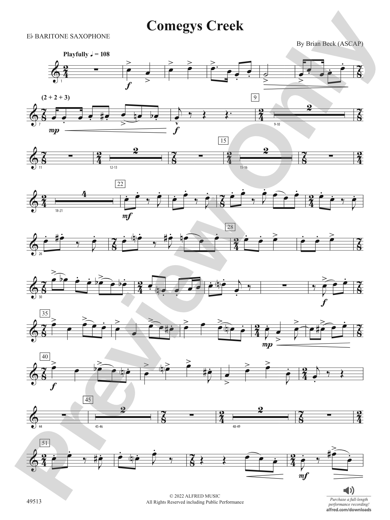 Comegys Creek: E-flat Baritone Saxophone