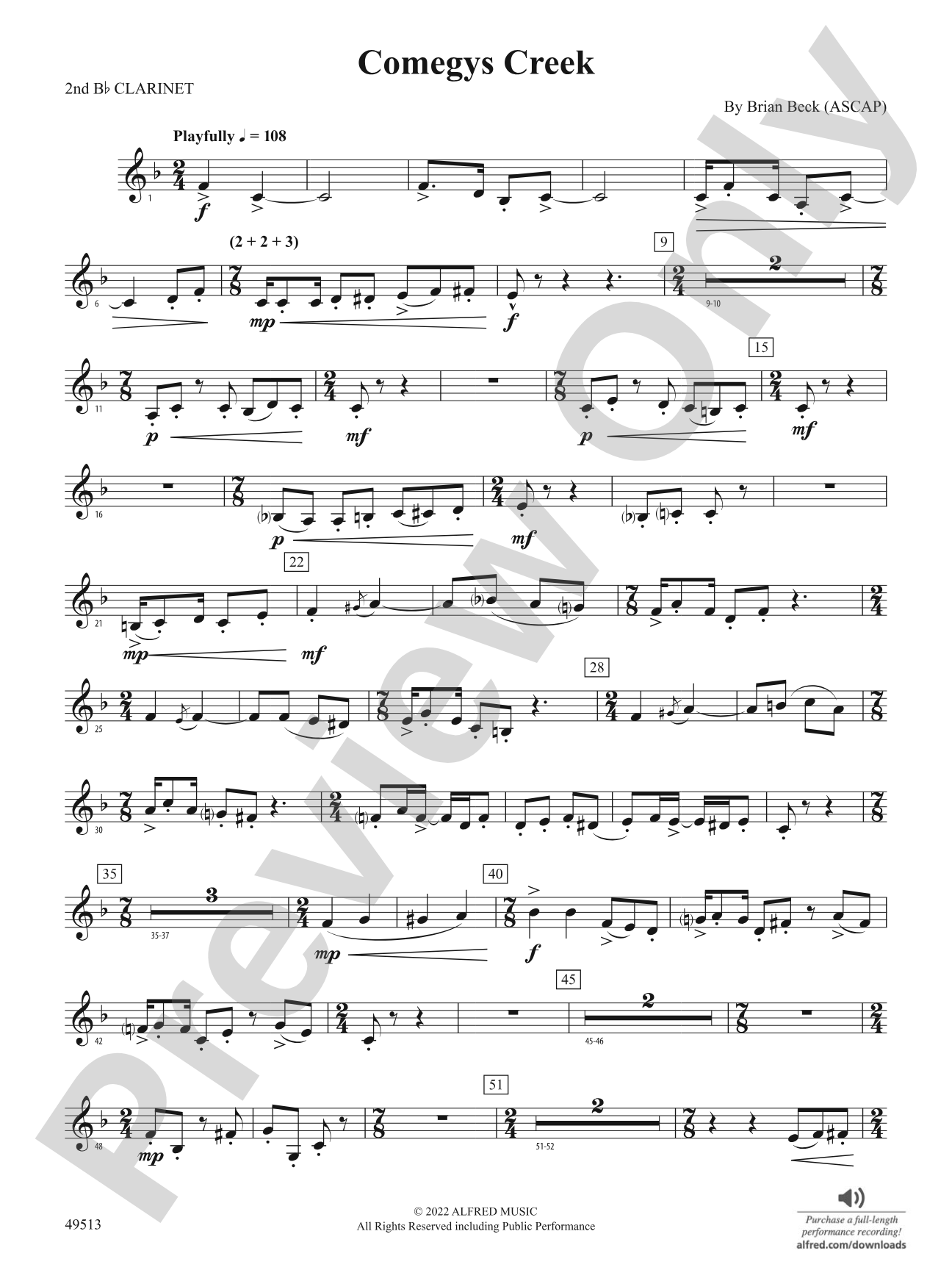 Comegys Creek: 2nd B-flat Clarinet