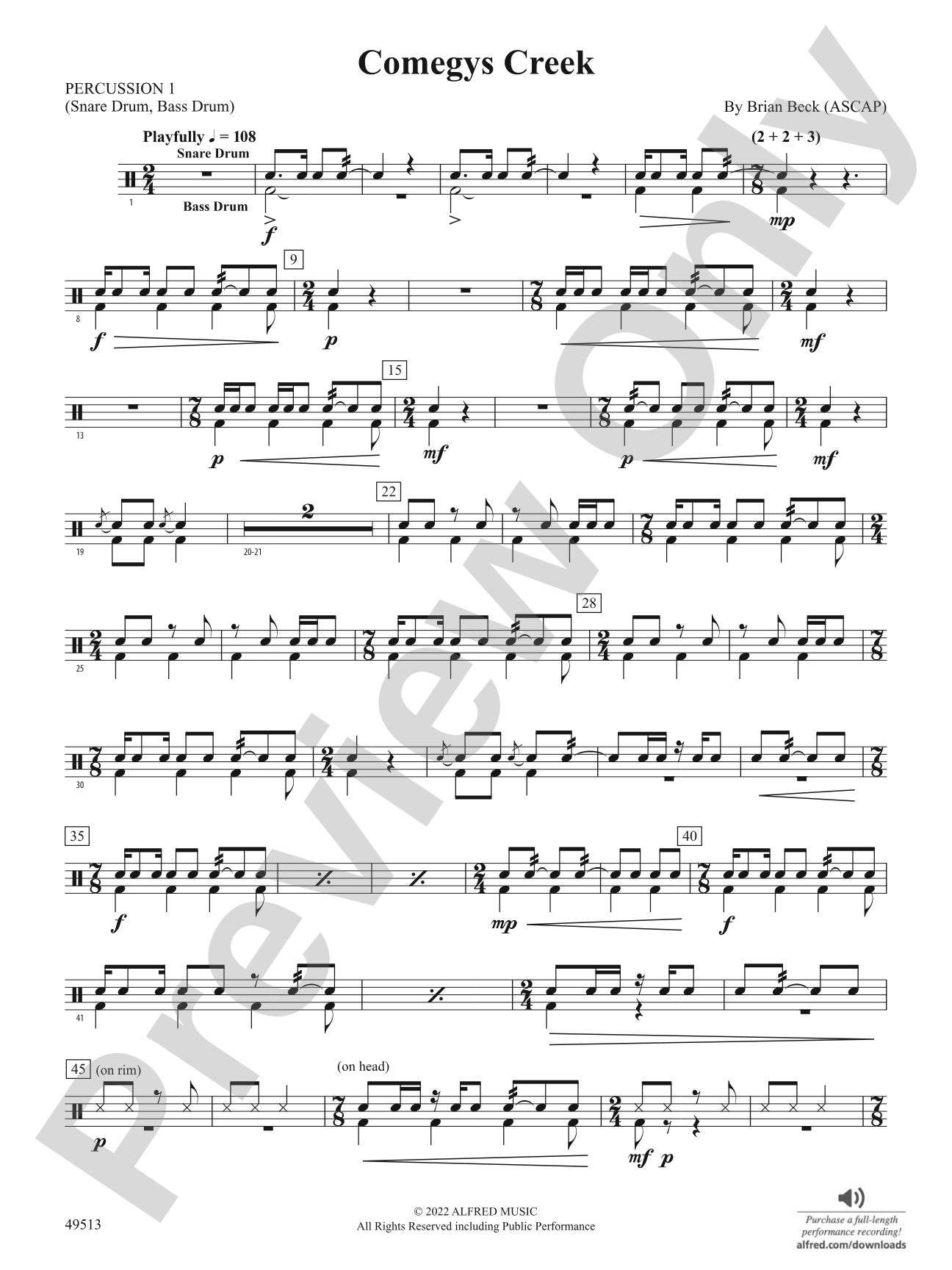 Comegys Creek: 1st Percussion