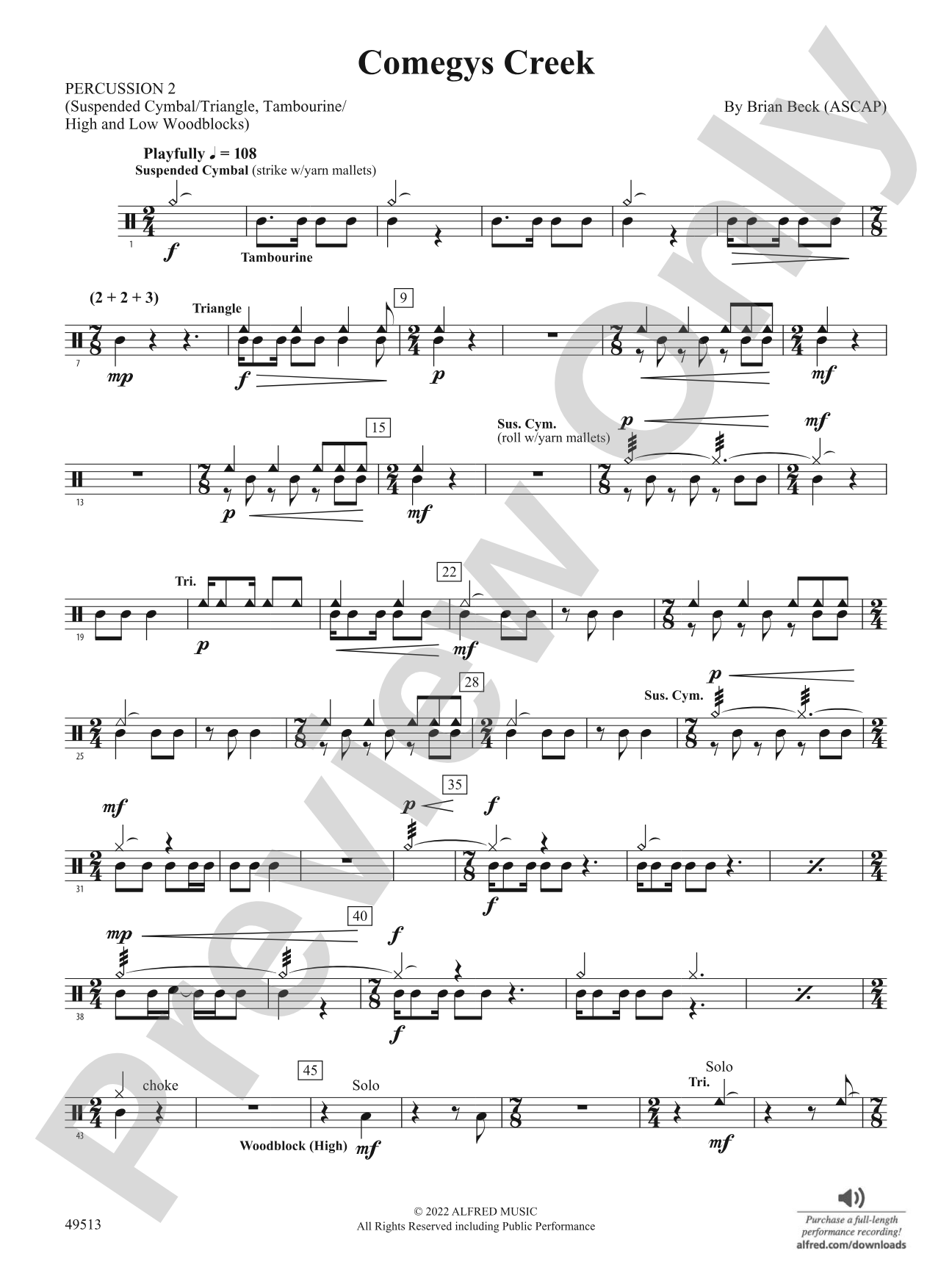 Comegys Creek: 2nd Percussion