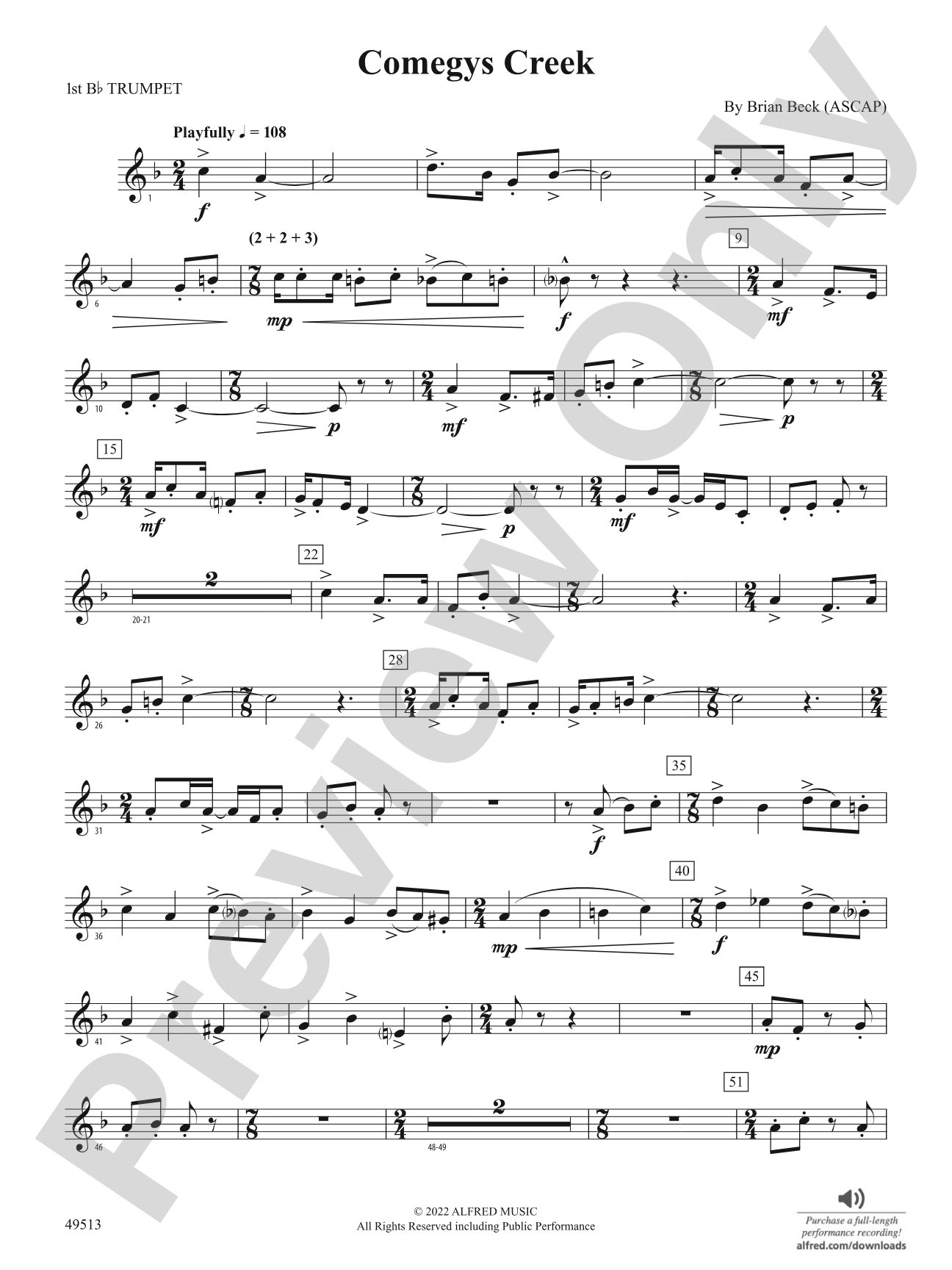 Comegys Creek: 1st B-flat Trumpet